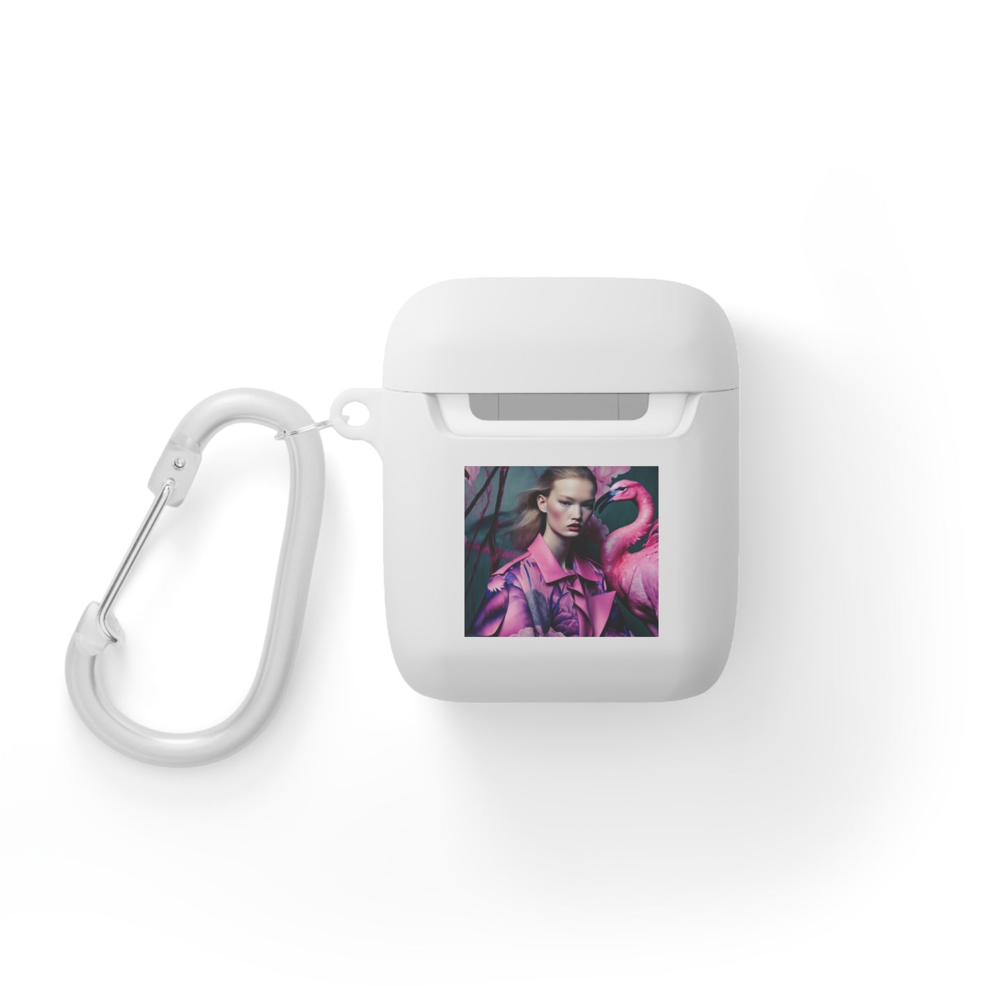 Flamingo Grace - Custom AirPods Case Cover with Carabiner