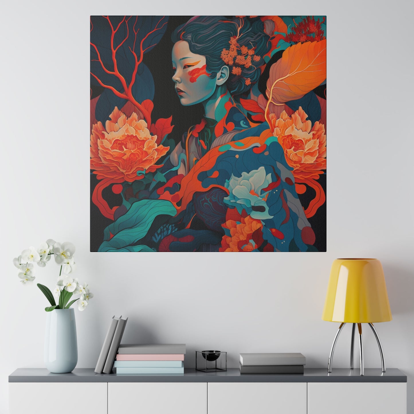 Whispers of Nature - Matte Canvas Art - Ethereal Portrait in Vibrant Hues on Stretched 0.75” Frame