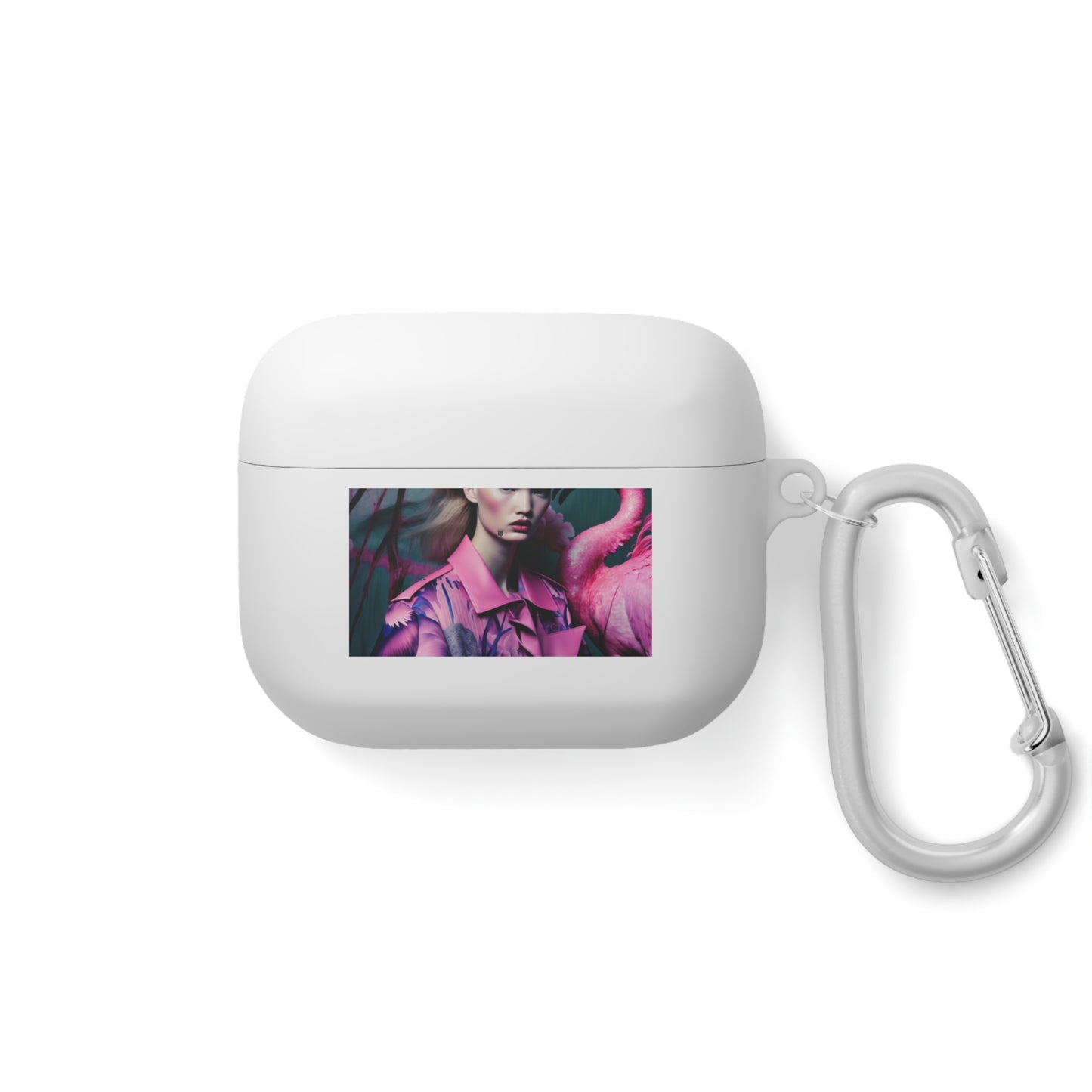 Flamingo Grace - Custom AirPods Case Cover with Carabiner