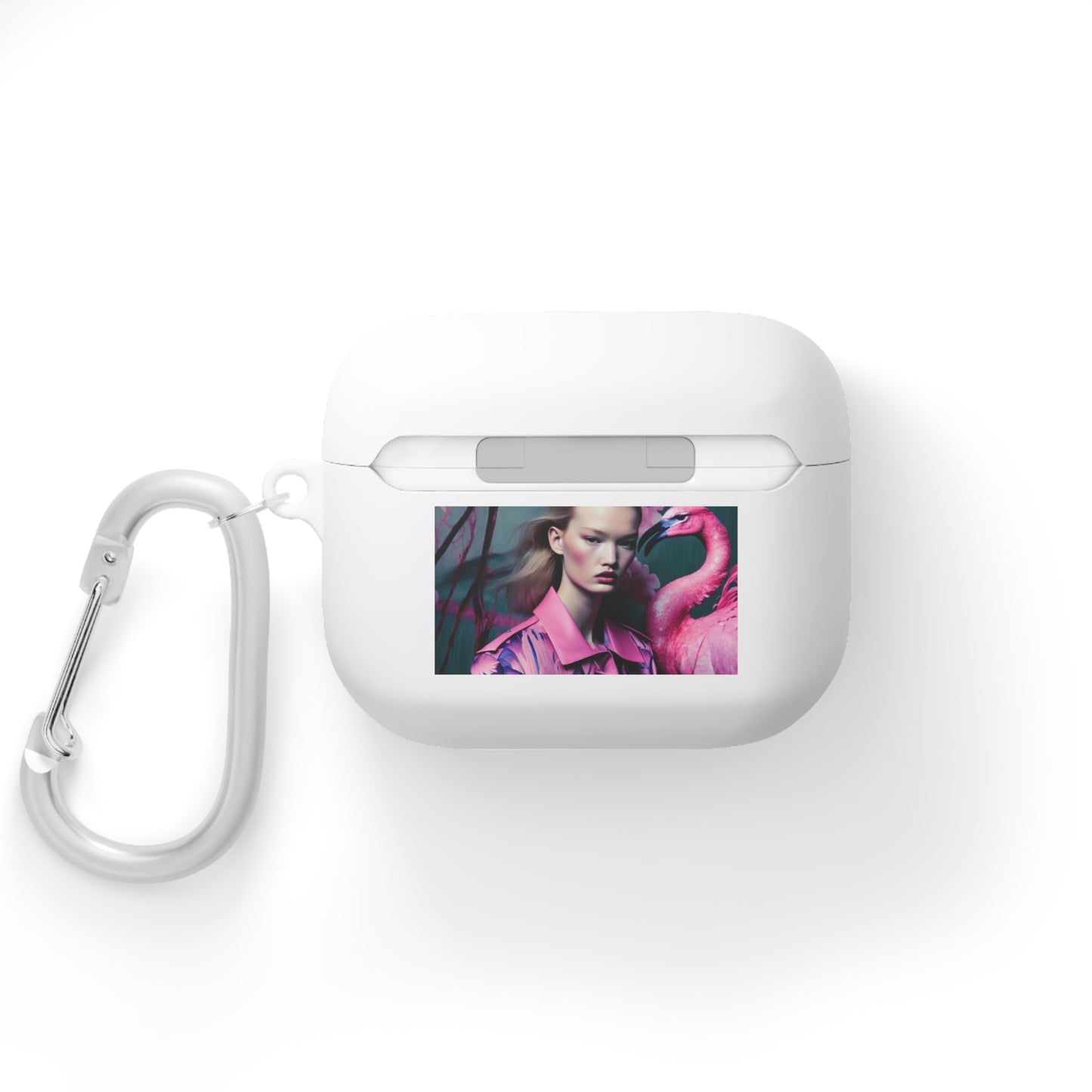 Flamingo Grace - Custom AirPods Case Cover with Carabiner