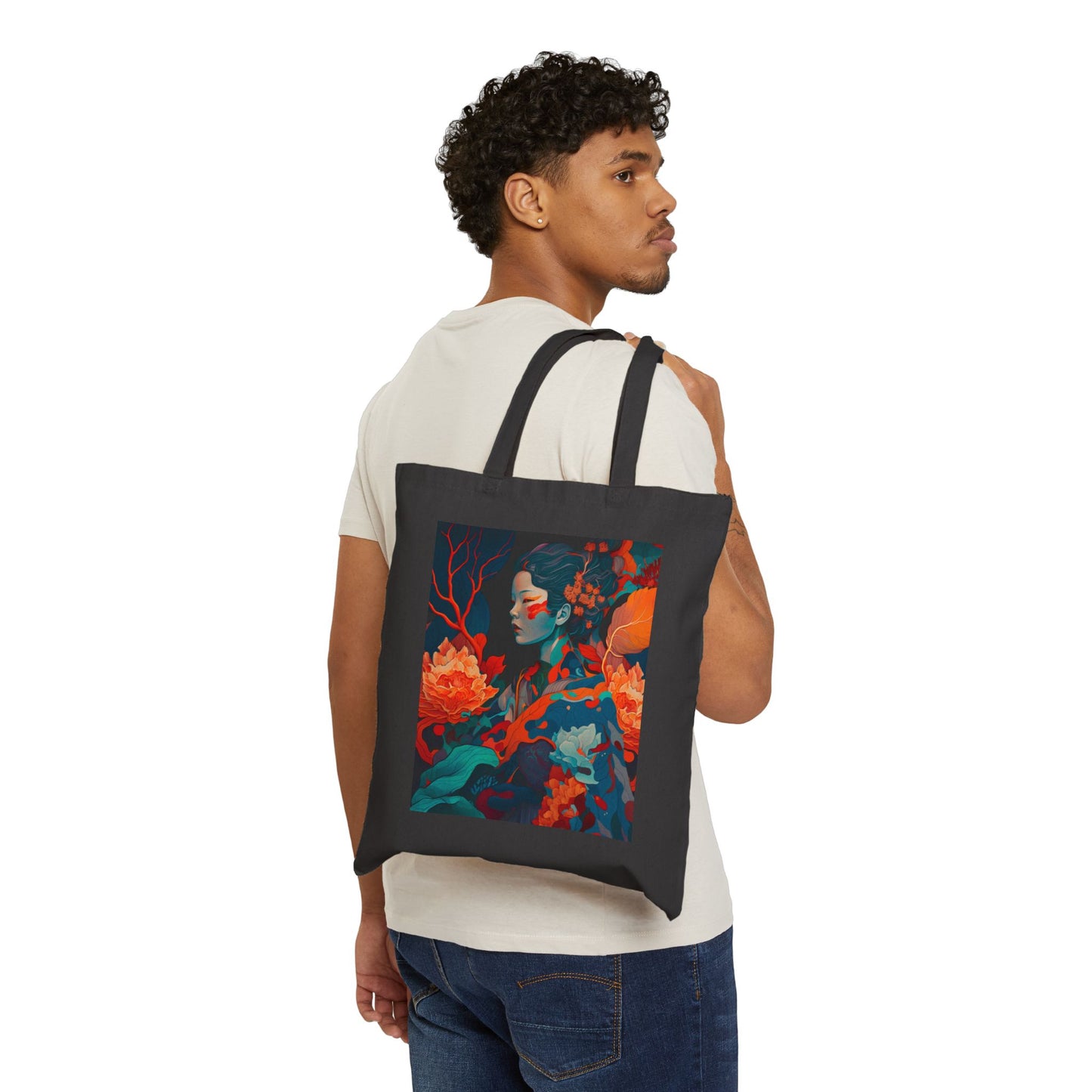 Floral Muse - Artful Cotton Canvas Tote Bag