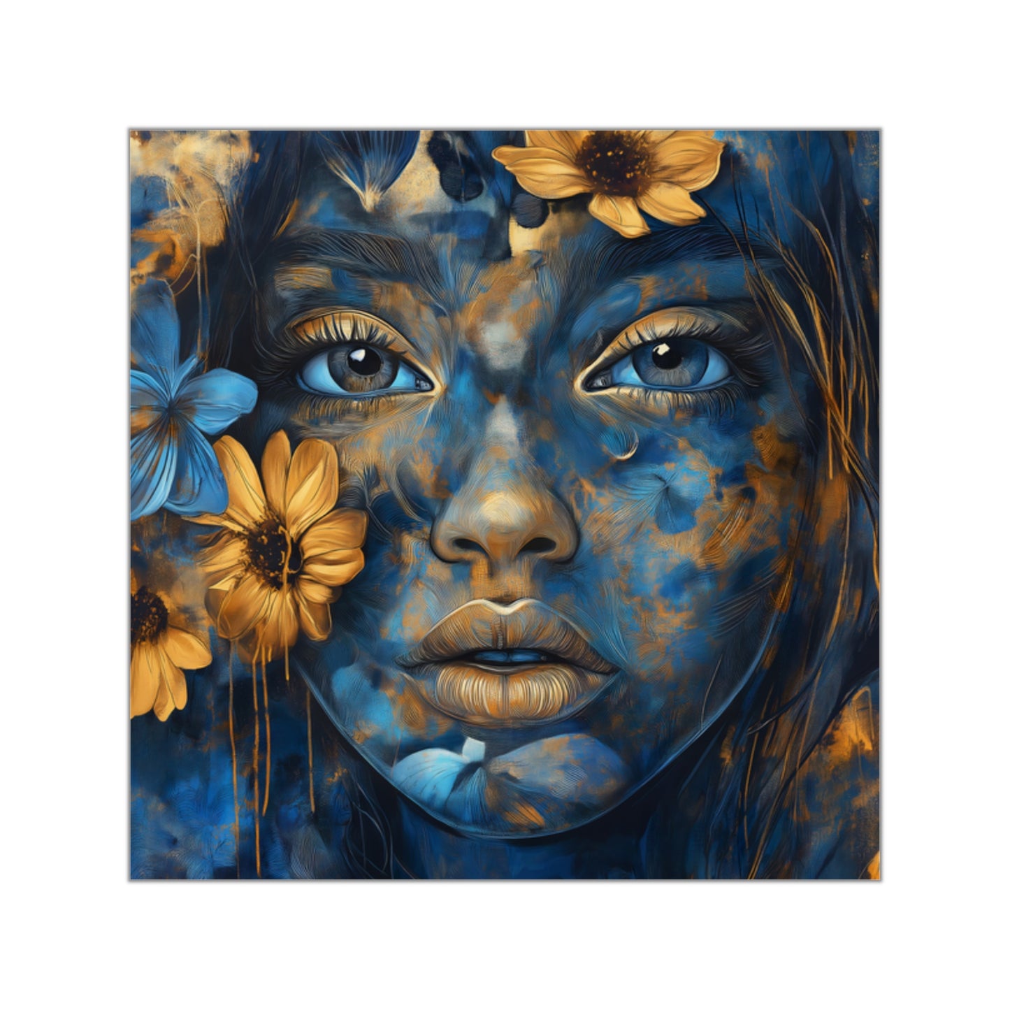 Blue Floral Goddess Vinyl Stickers | Artistic Expression | Indoor & Outdoor Use