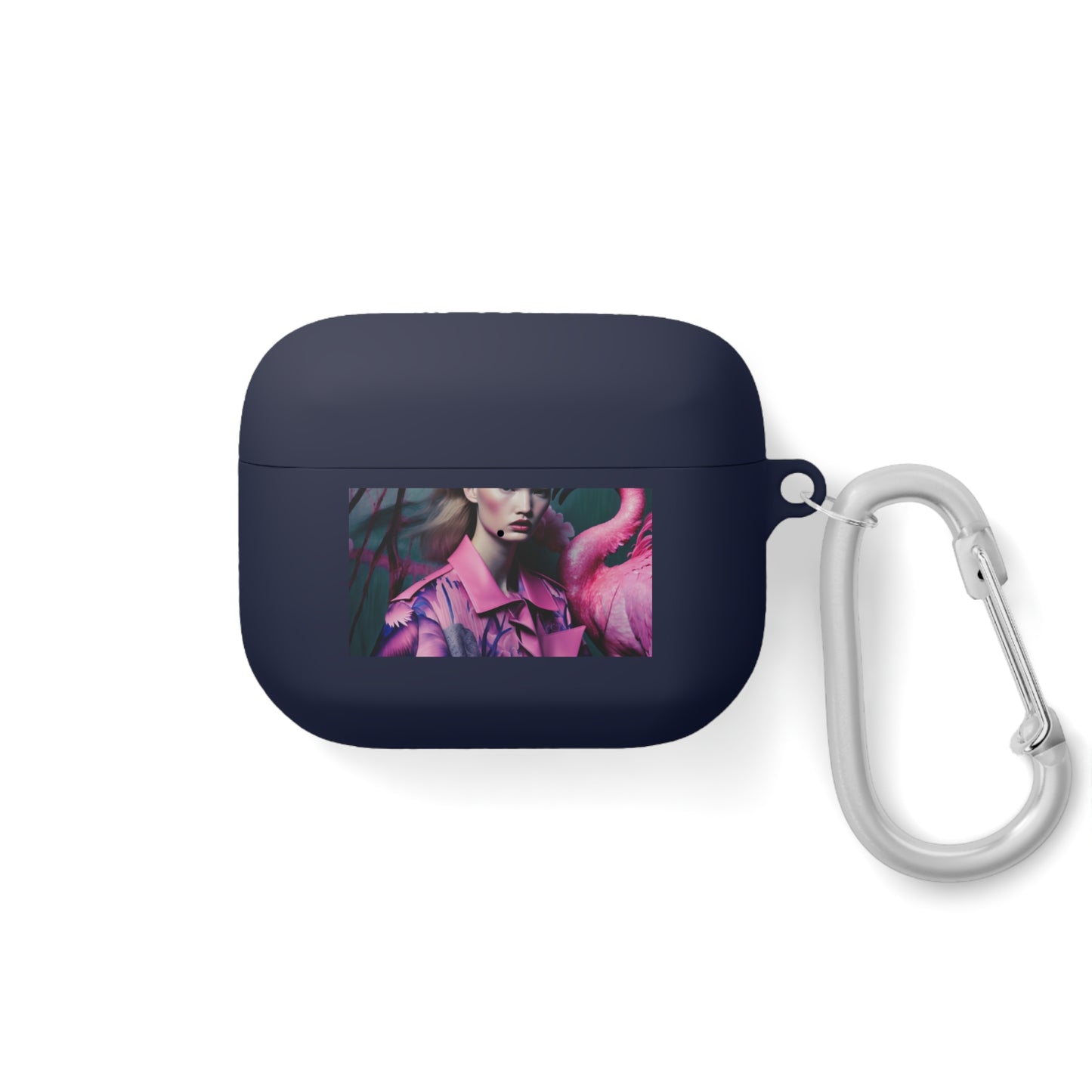 Flamingo Grace - Custom AirPods Case Cover with Carabiner