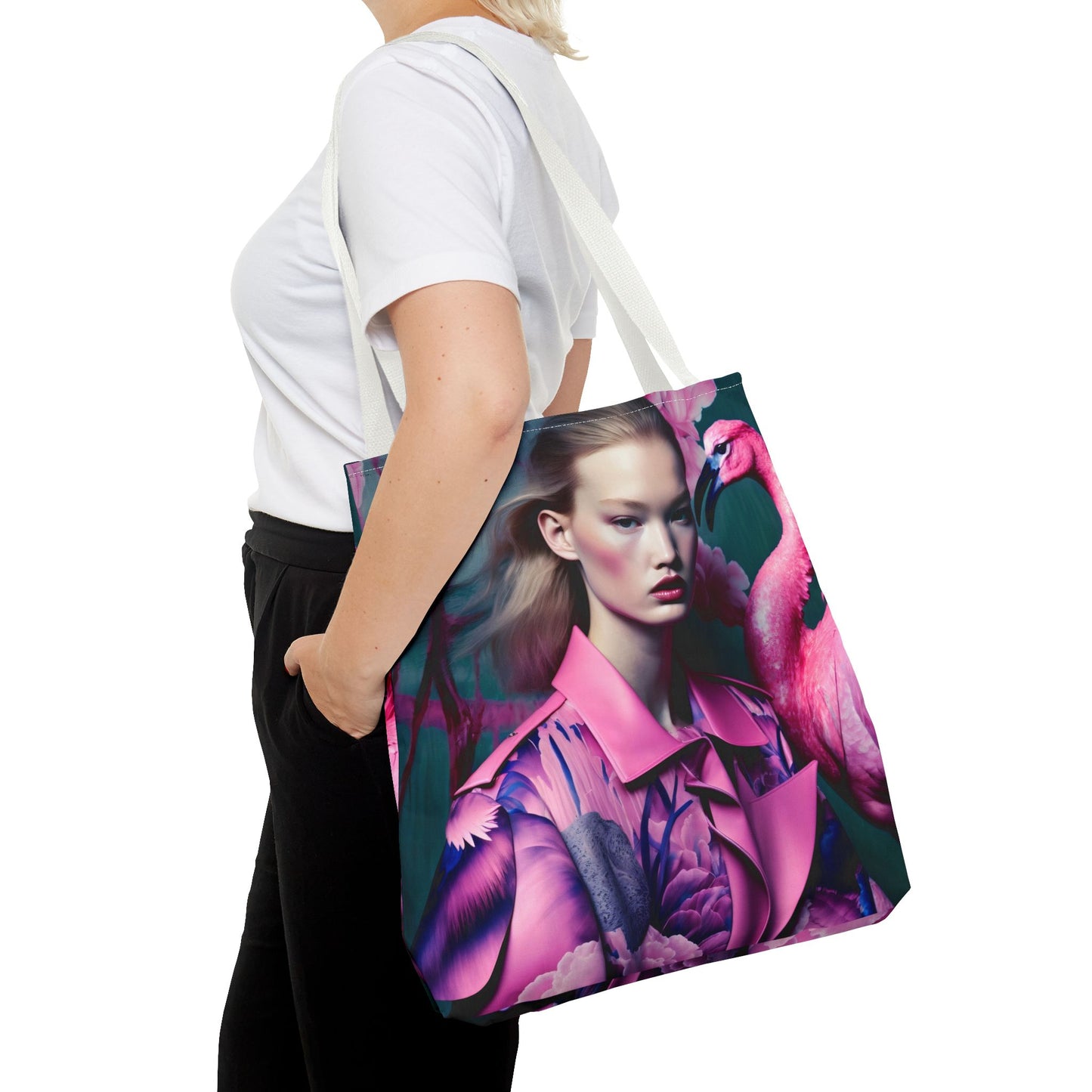 Flamingo Elegance - Custom Tote Bag with Bold Artistic Print