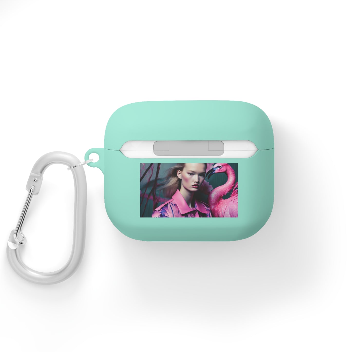 Flamingo Grace - Custom AirPods Case Cover with Carabiner