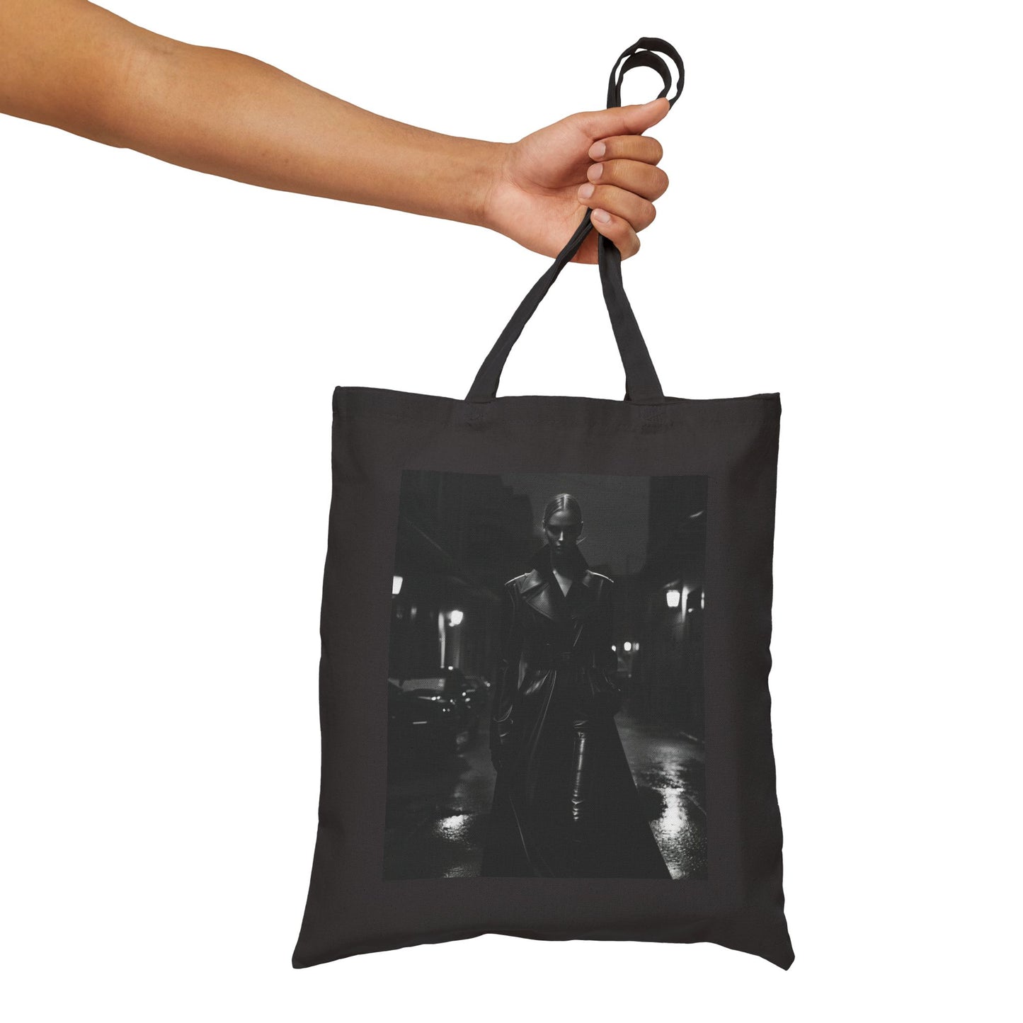 Noir Streets – Edgy Black-and-White Photography Tote Bag