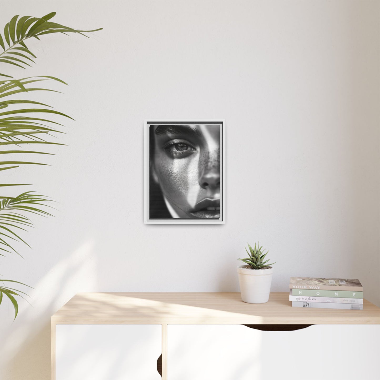 Monochrome Gaze - Framed Matte Canvas Art