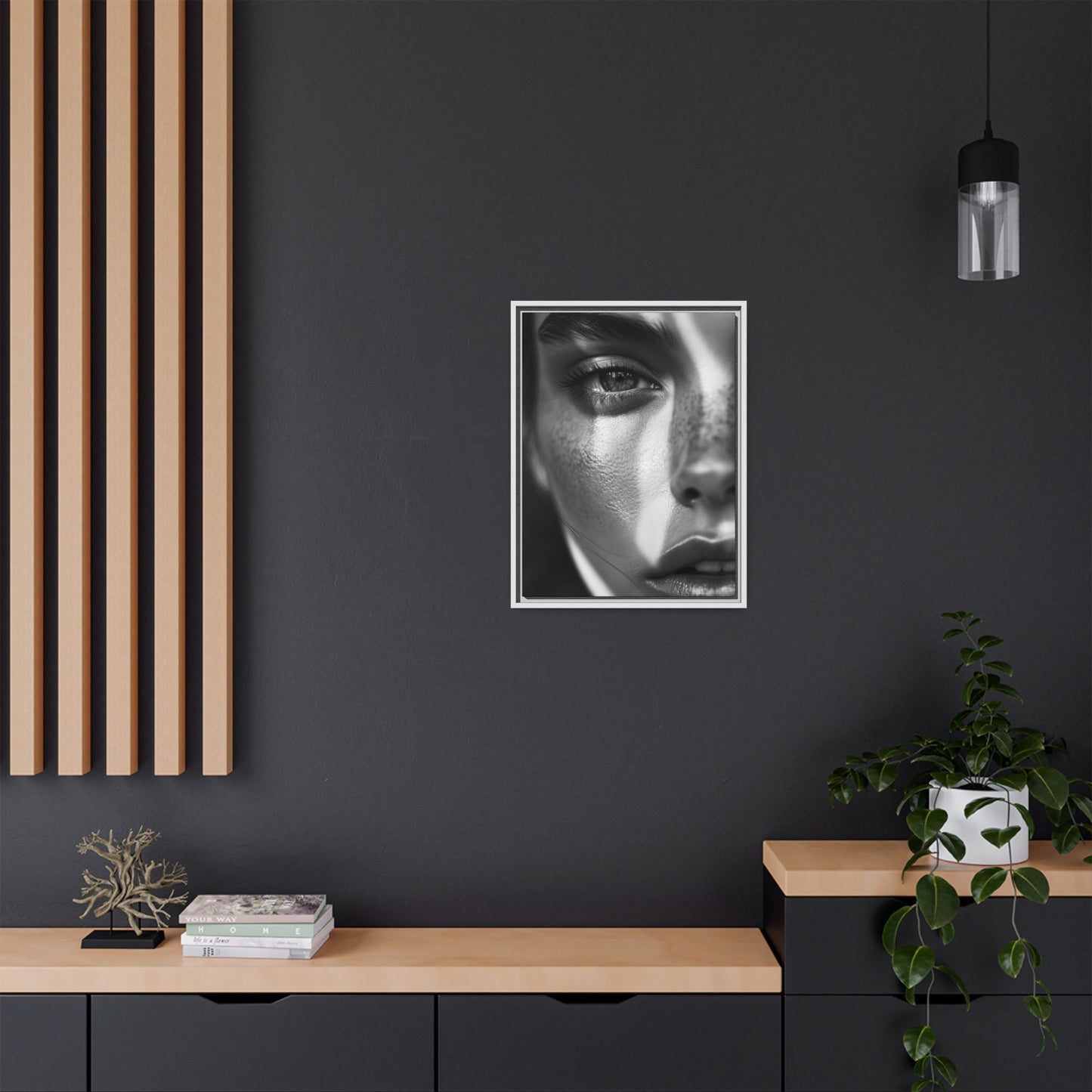 Monochrome Gaze - Framed Matte Canvas Art