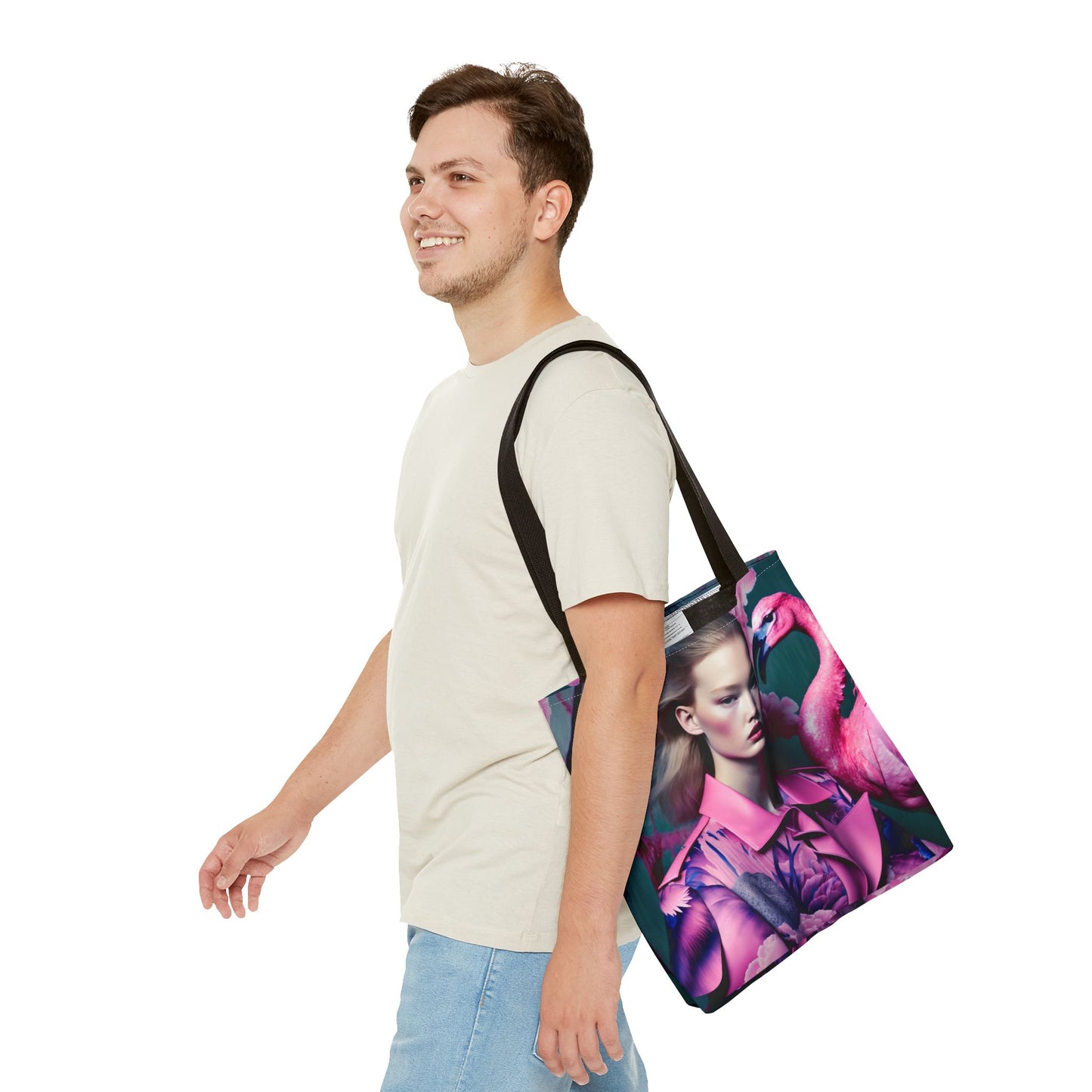 Flamingo Elegance - Custom Tote Bag with Bold Artistic Print