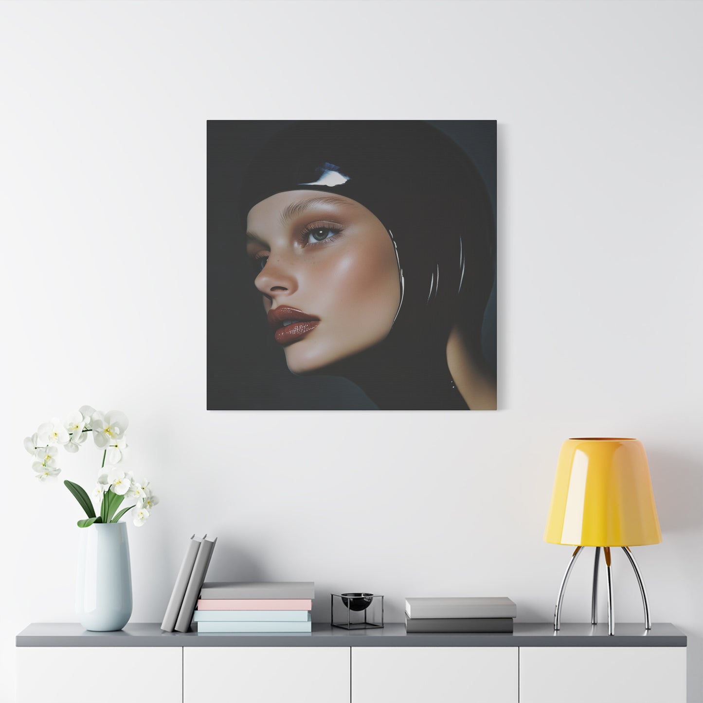 Noir Allure - Edgy Latex Portrait Matte Canvas