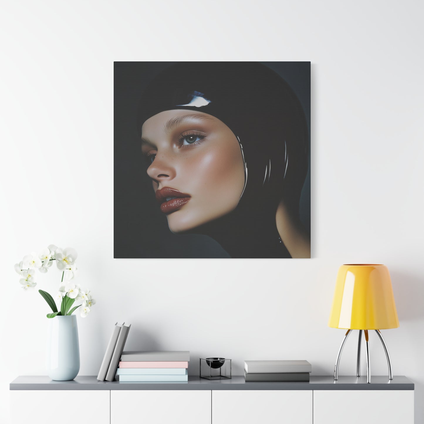 Noir Allure - Edgy Latex Portrait Matte Canvas