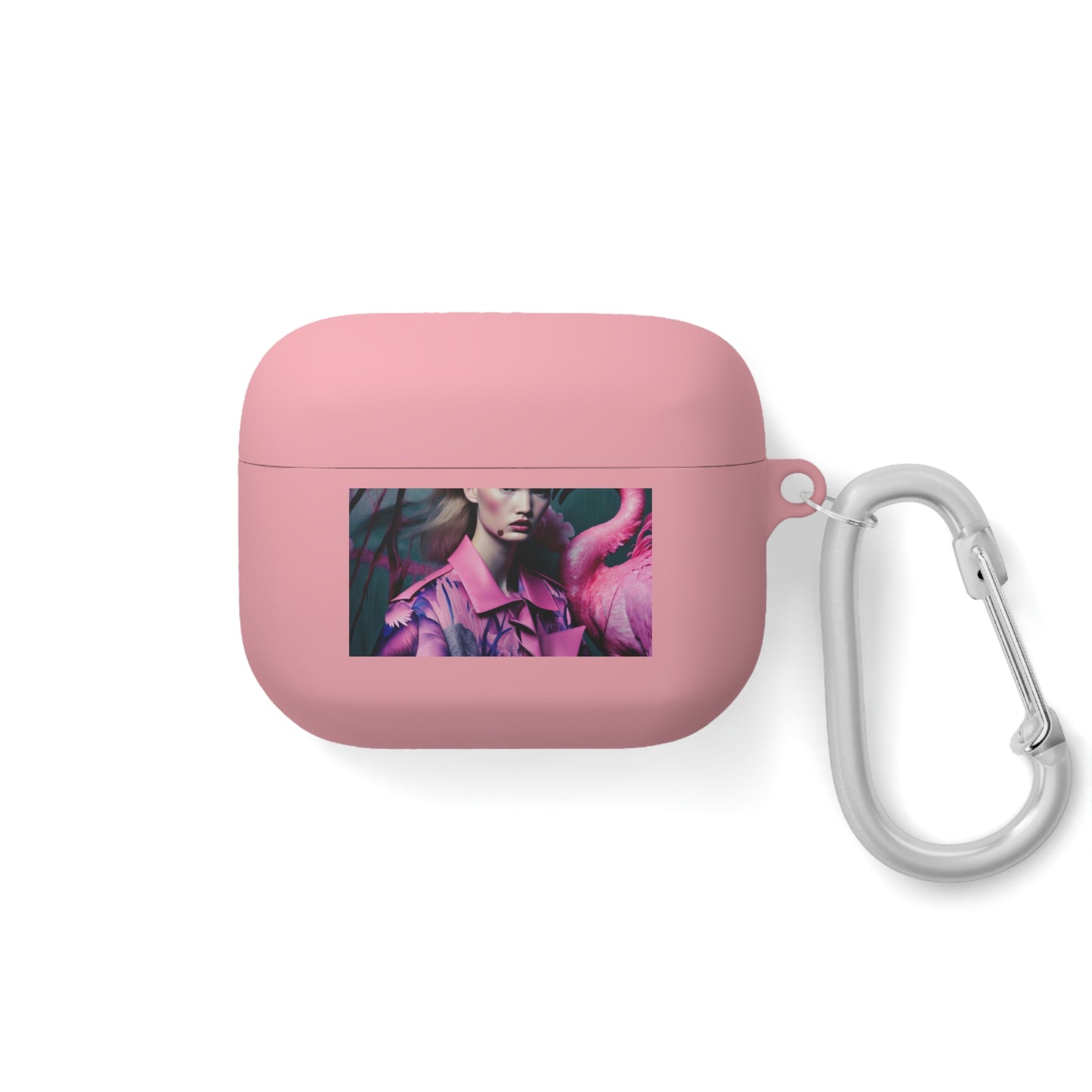 Flamingo Grace - Custom AirPods Case Cover with Carabiner