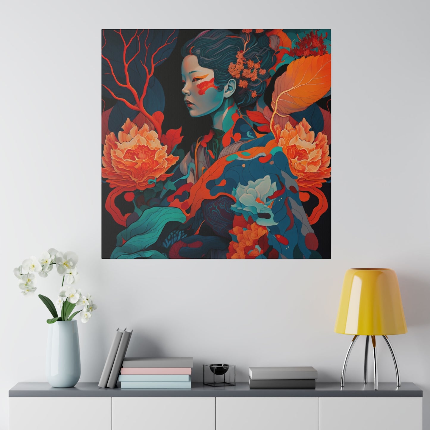 Whispers of Nature - Matte Canvas Art - Ethereal Portrait in Vibrant Hues on Stretched 0.75” Frame