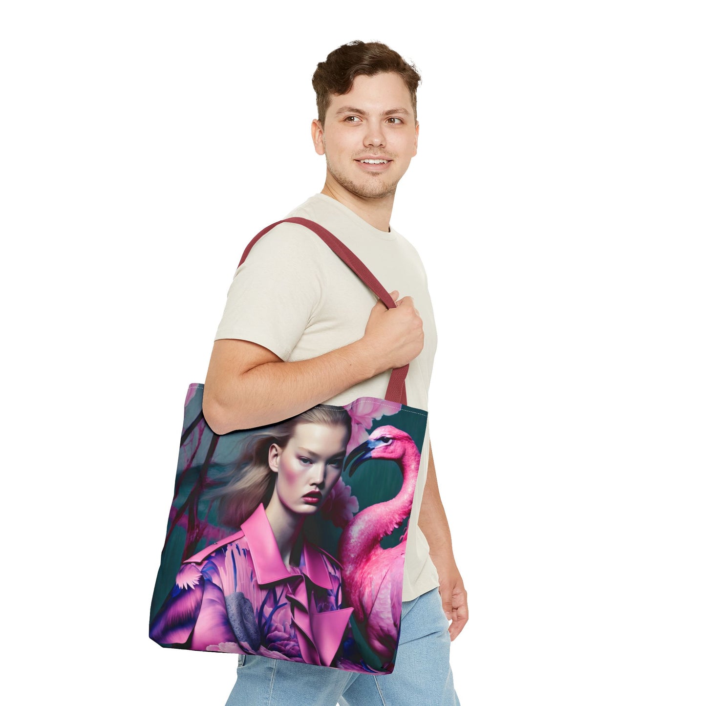 Flamingo Elegance - Custom Tote Bag with Bold Artistic Print