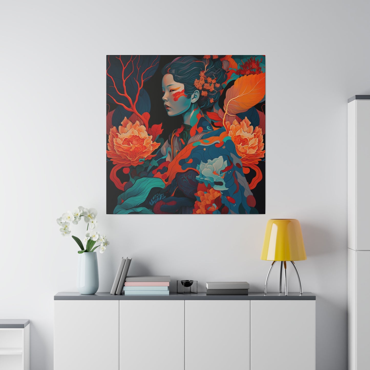 Whispers of Nature - Matte Canvas Art - Ethereal Portrait in Vibrant Hues on Stretched 0.75” Frame