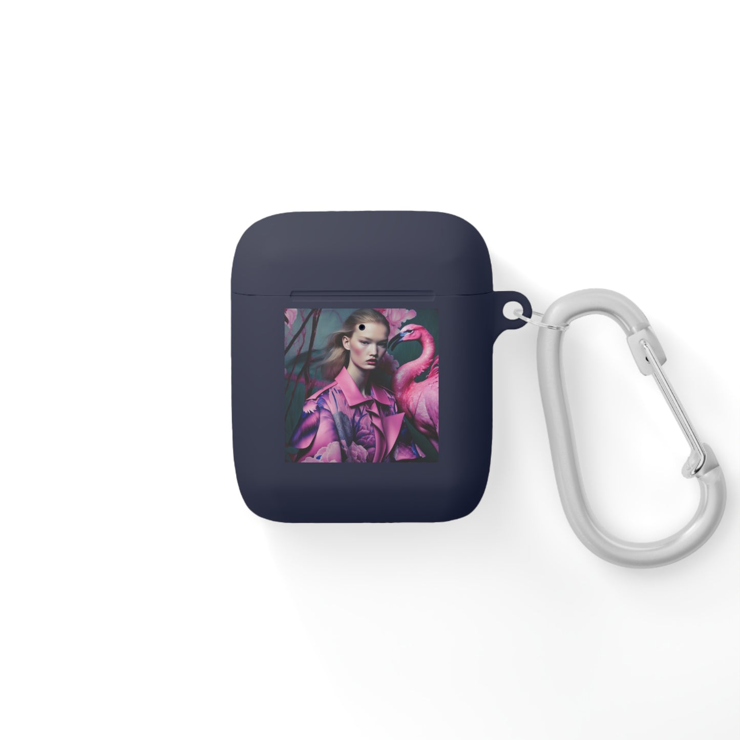 Flamingo Grace - Custom AirPods Case Cover with Carabiner