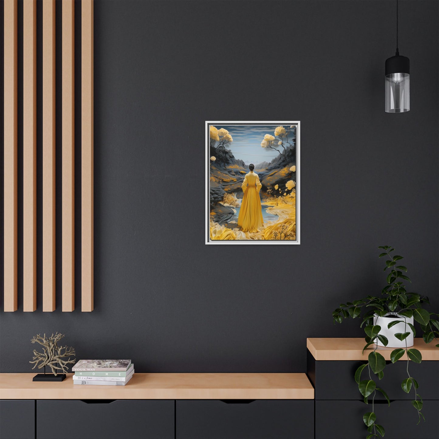 Golden Reverie: A Journey Through Tranquility – Framed Matte Canvas