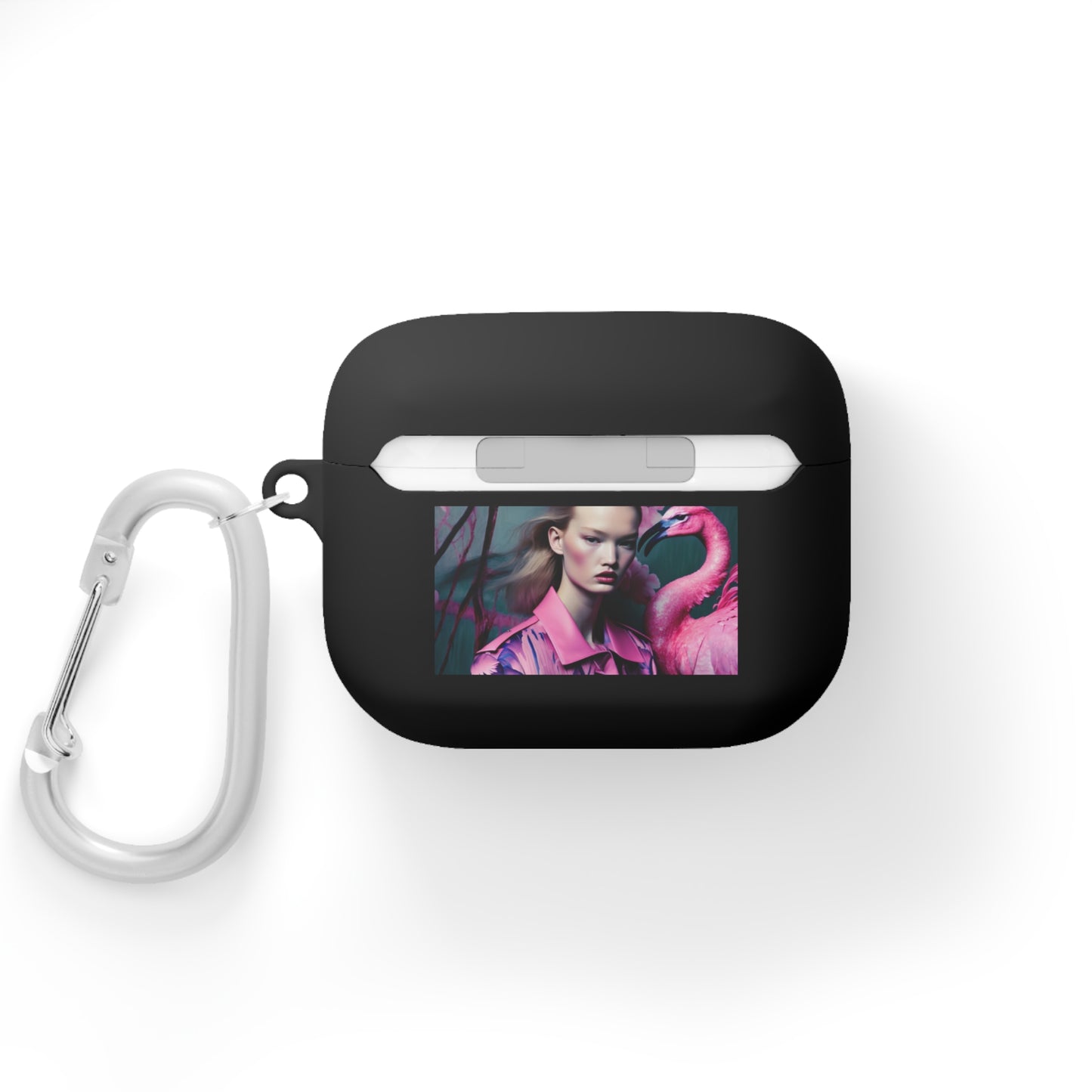 Flamingo Grace - Custom AirPods Case Cover with Carabiner