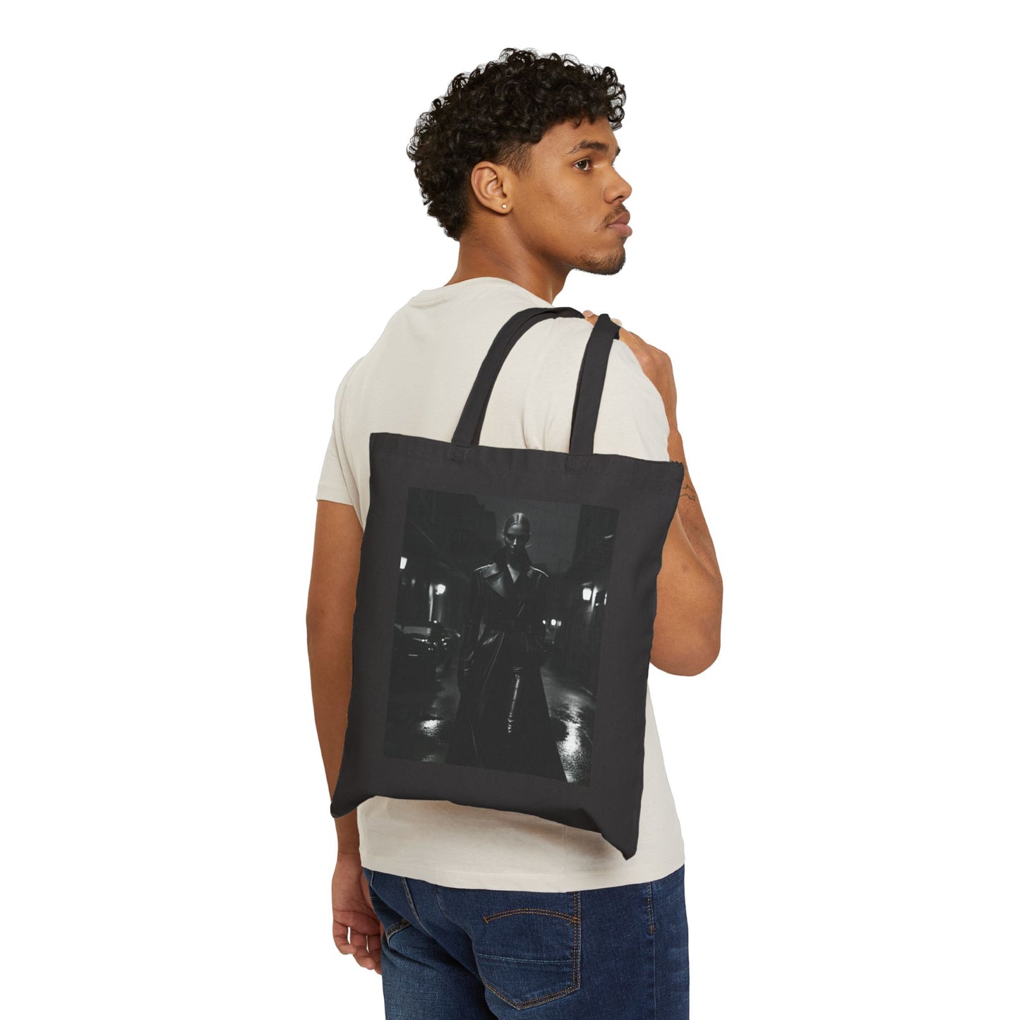 Noir Streets – Edgy Black-and-White Photography Tote Bag