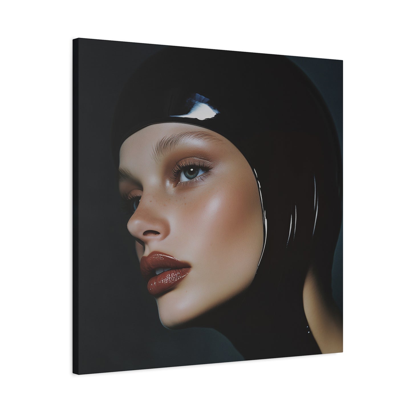 Noir Allure - Edgy Latex Portrait Matte Canvas