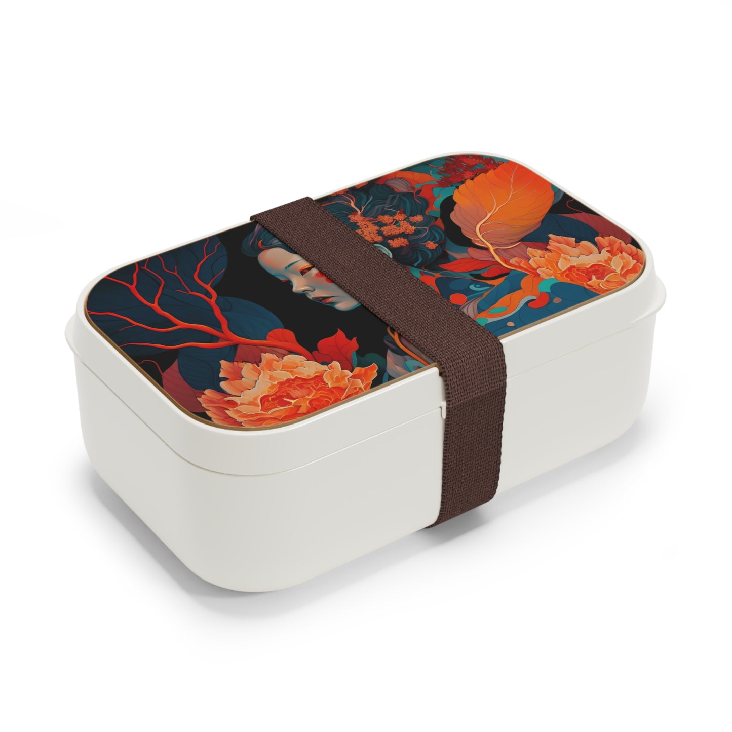 Elegant Bento Lunch Box - Portable and Stylish with Wooden Lid and Cutlery Set