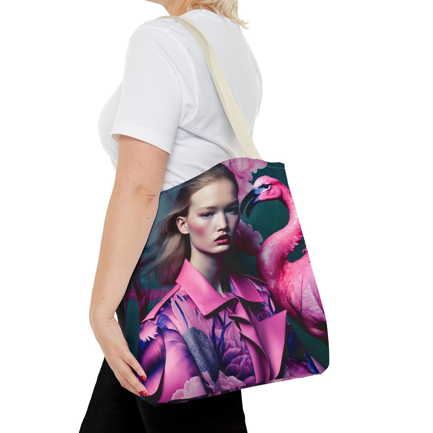 Flamingo Elegance - Custom Tote Bag with Bold Artistic Print