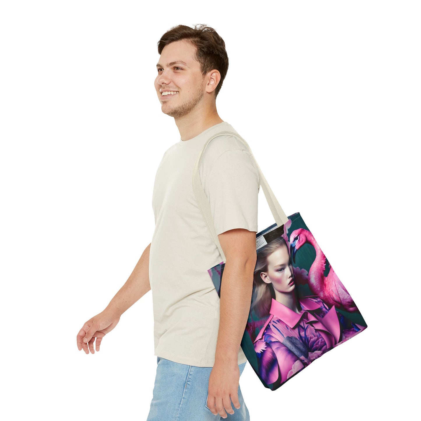 Flamingo Elegance - Custom Tote Bag with Bold Artistic Print