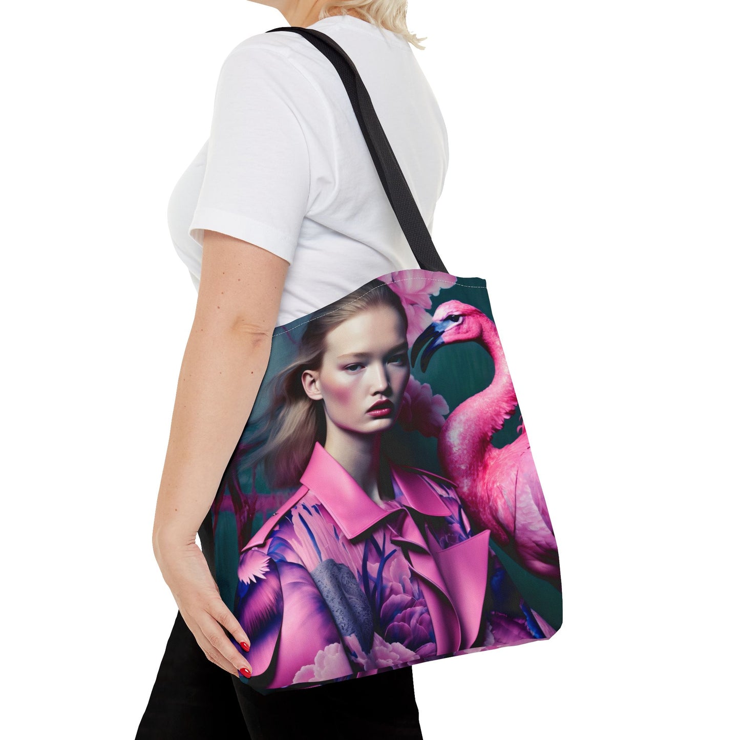 Flamingo Elegance - Custom Tote Bag with Bold Artistic Print