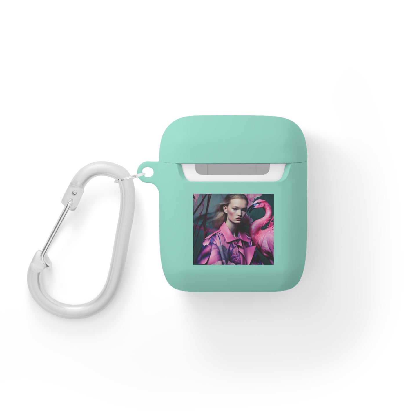 Flamingo Grace - Custom AirPods Case Cover with Carabiner