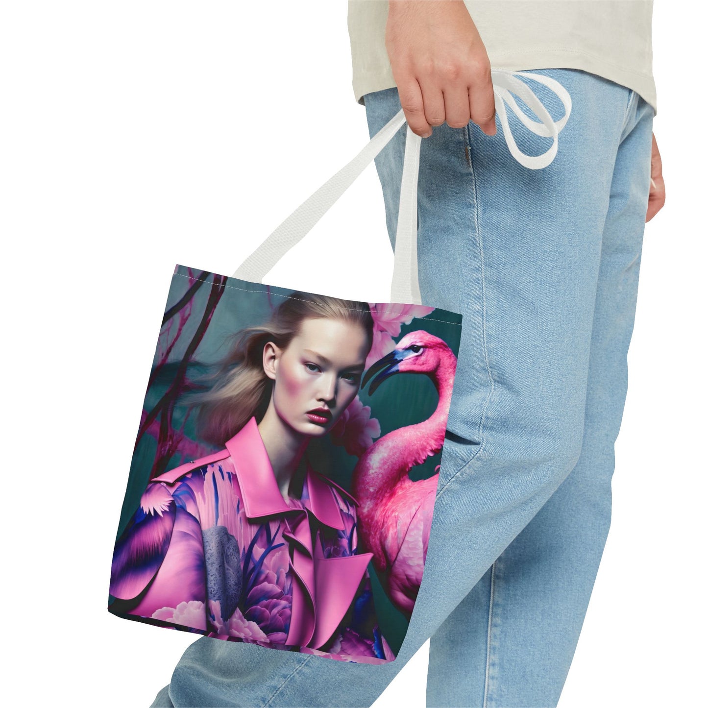 Flamingo Elegance - Custom Tote Bag with Bold Artistic Print