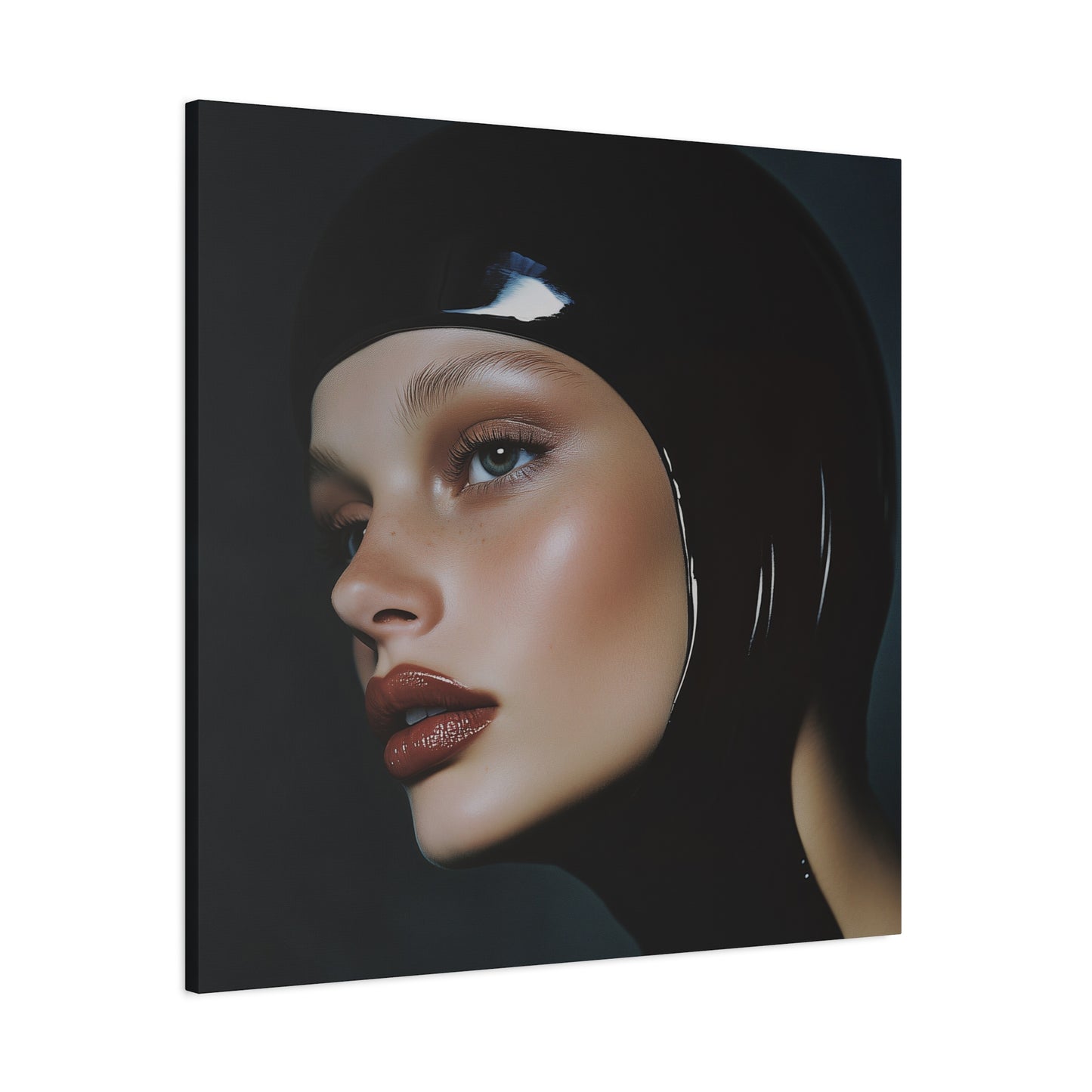 Noir Allure - Edgy Latex Portrait Matte Canvas