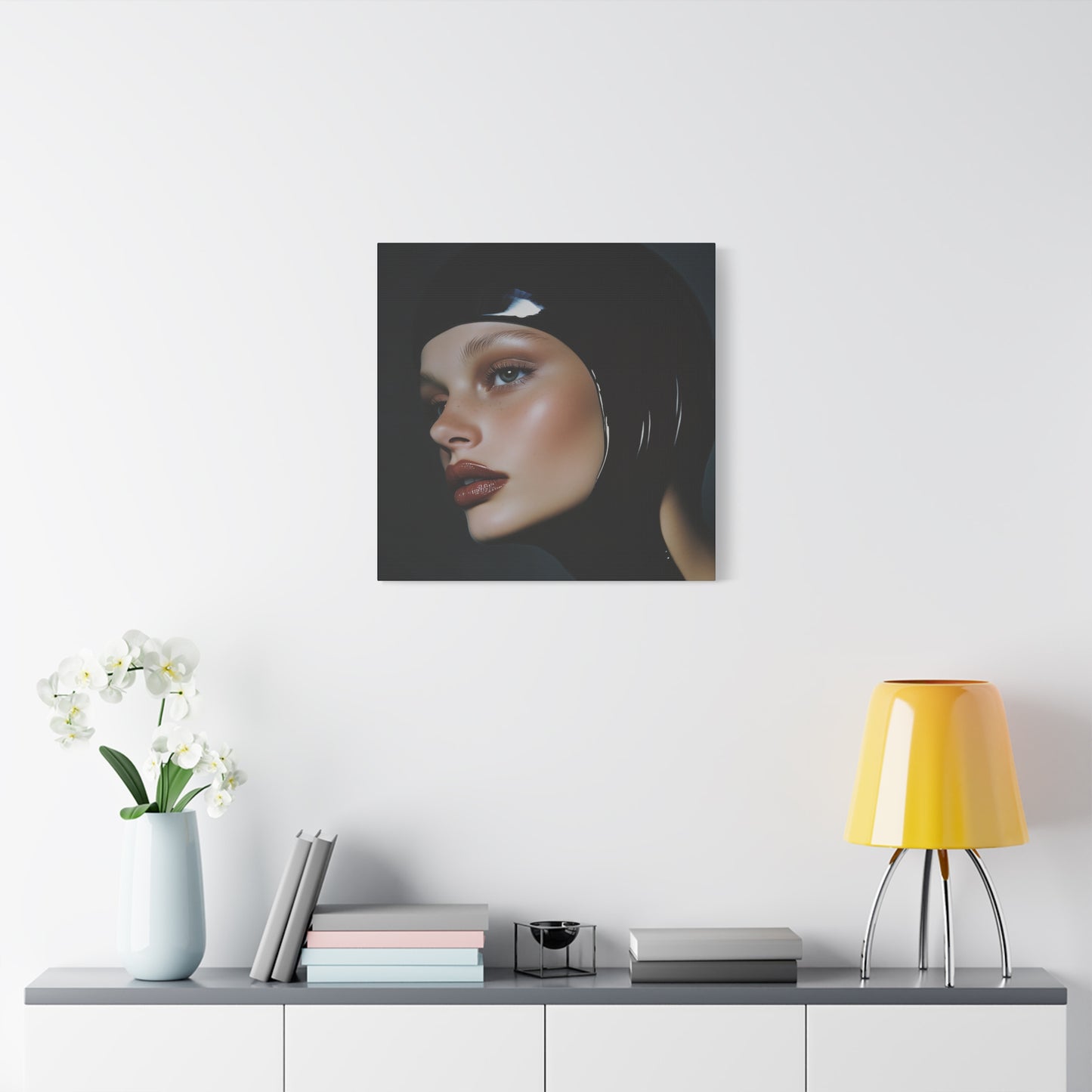 Noir Allure - Edgy Latex Portrait Matte Canvas