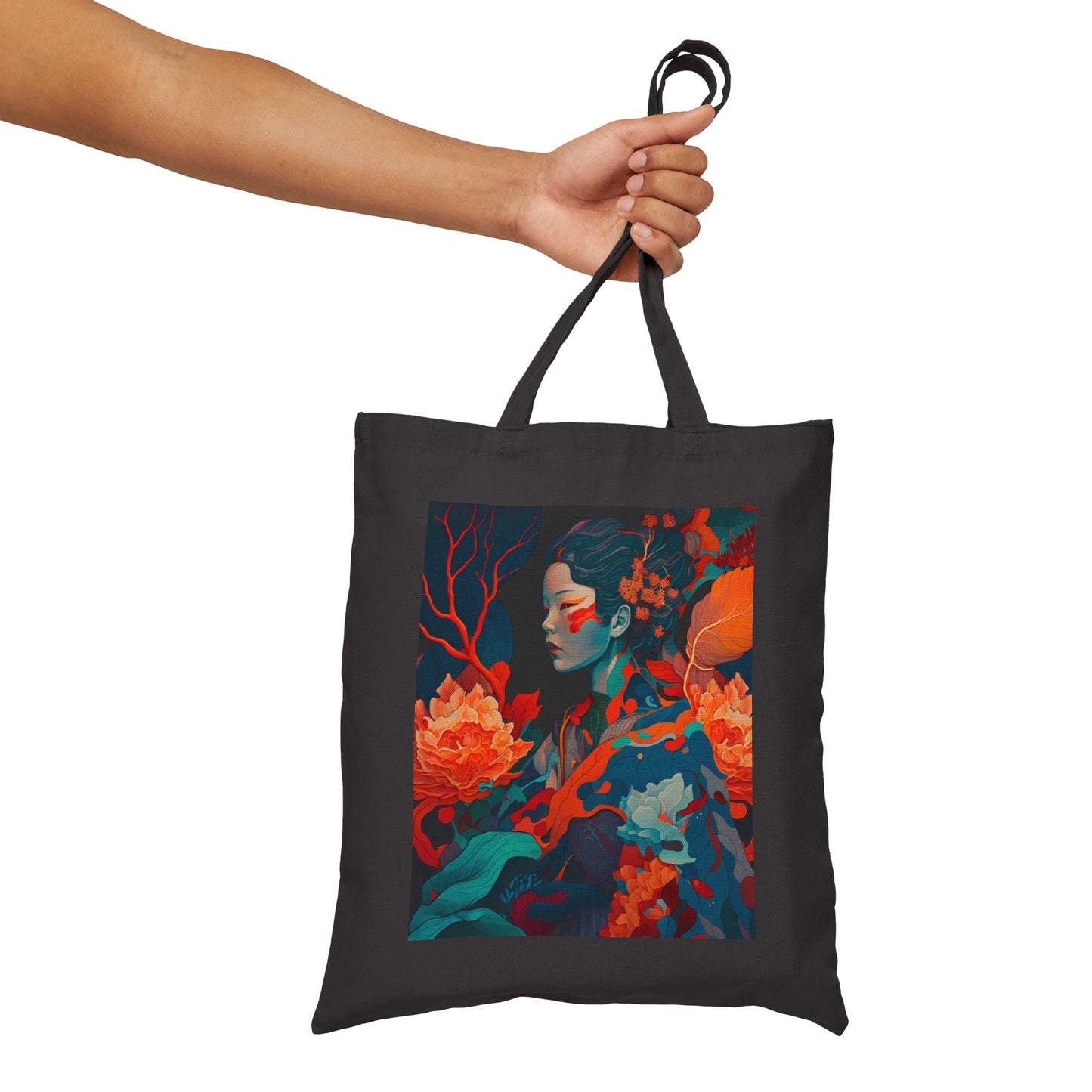 Floral Muse - Artful Cotton Canvas Tote Bag