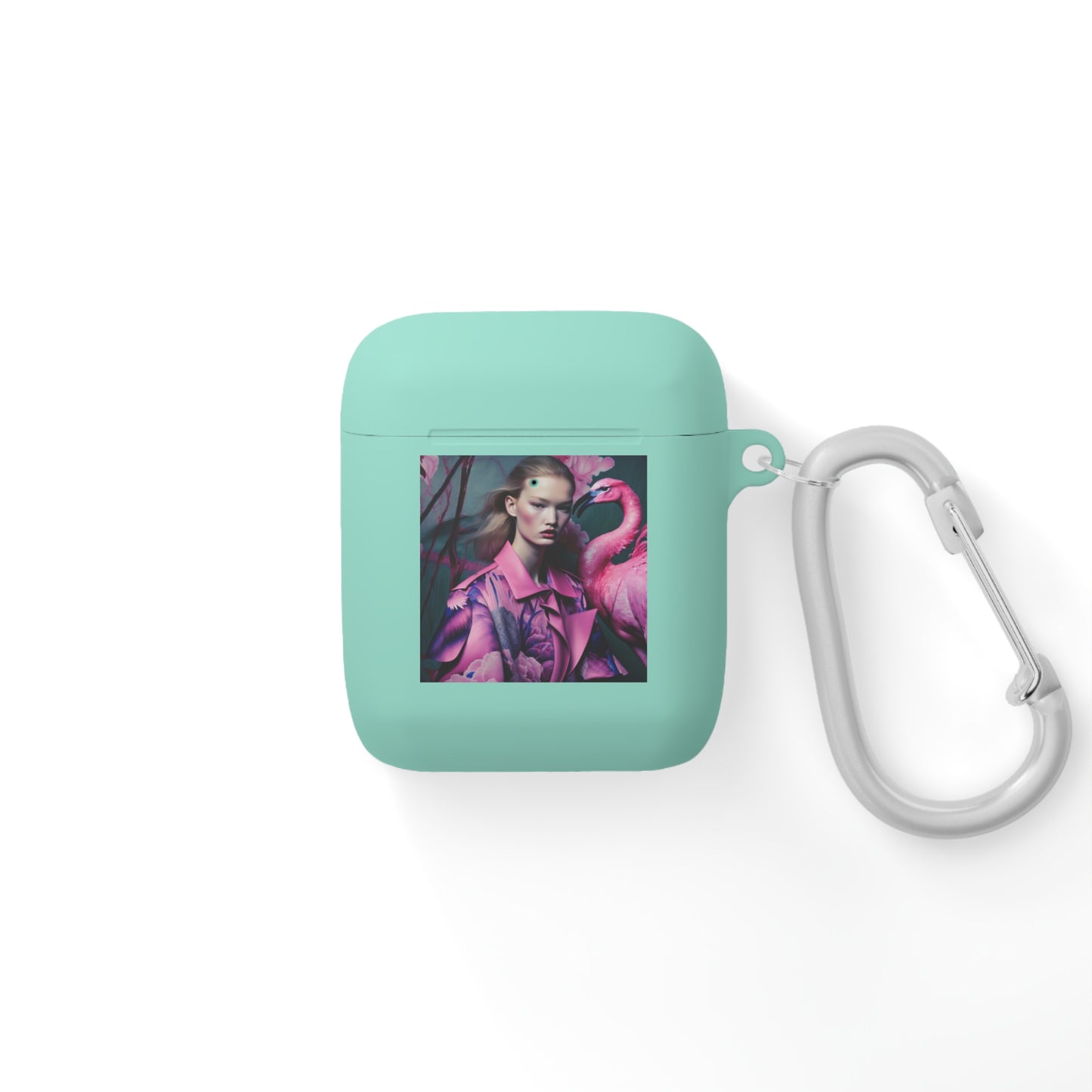 Flamingo Grace - Custom AirPods Case Cover with Carabiner