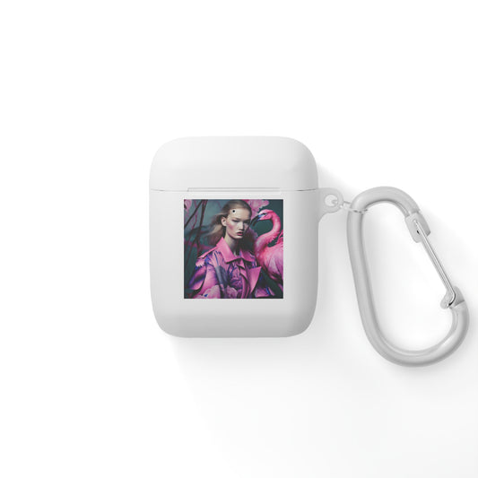 Flamingo Grace - Custom AirPods Case Cover with Carabiner