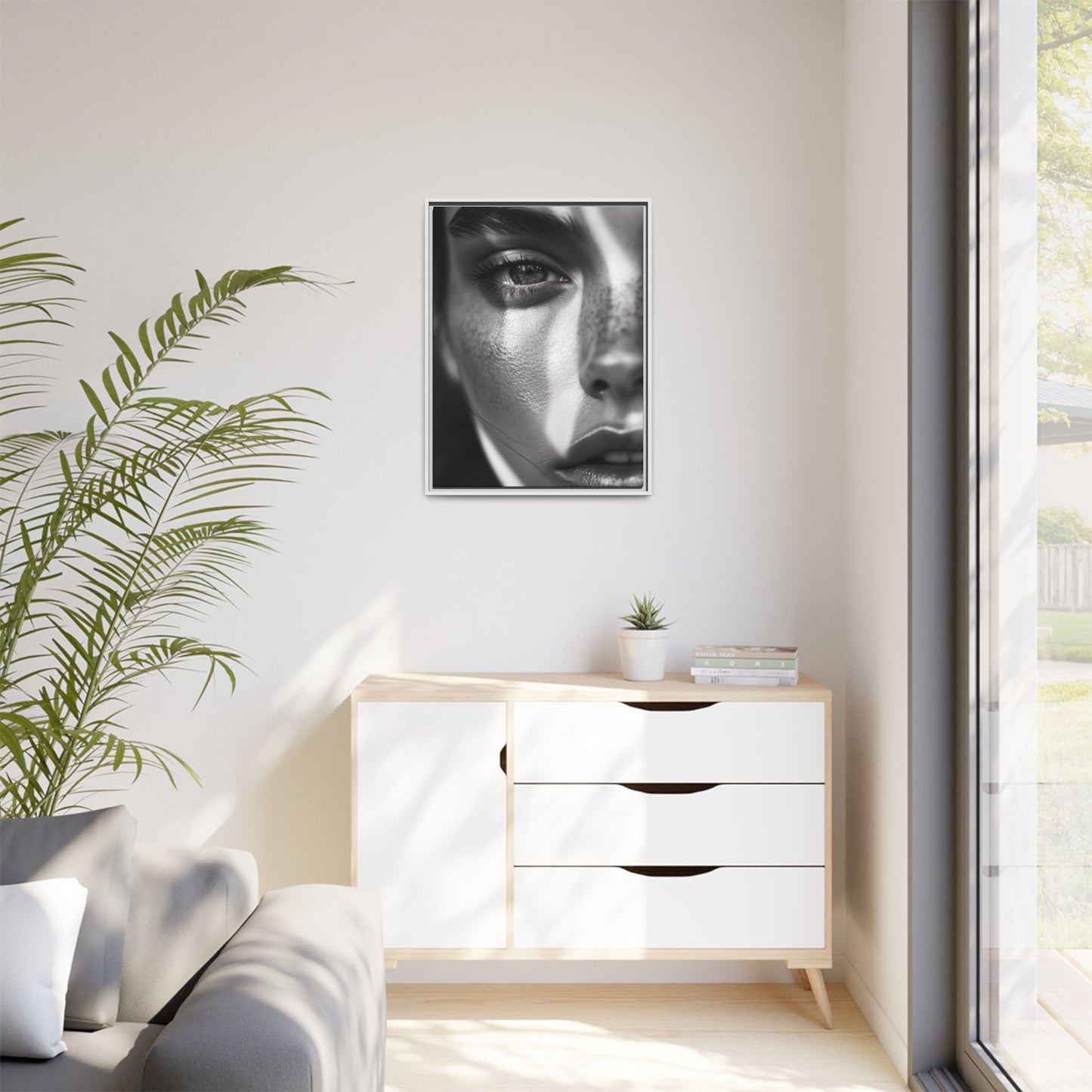 Monochrome Gaze - Framed Matte Canvas Art