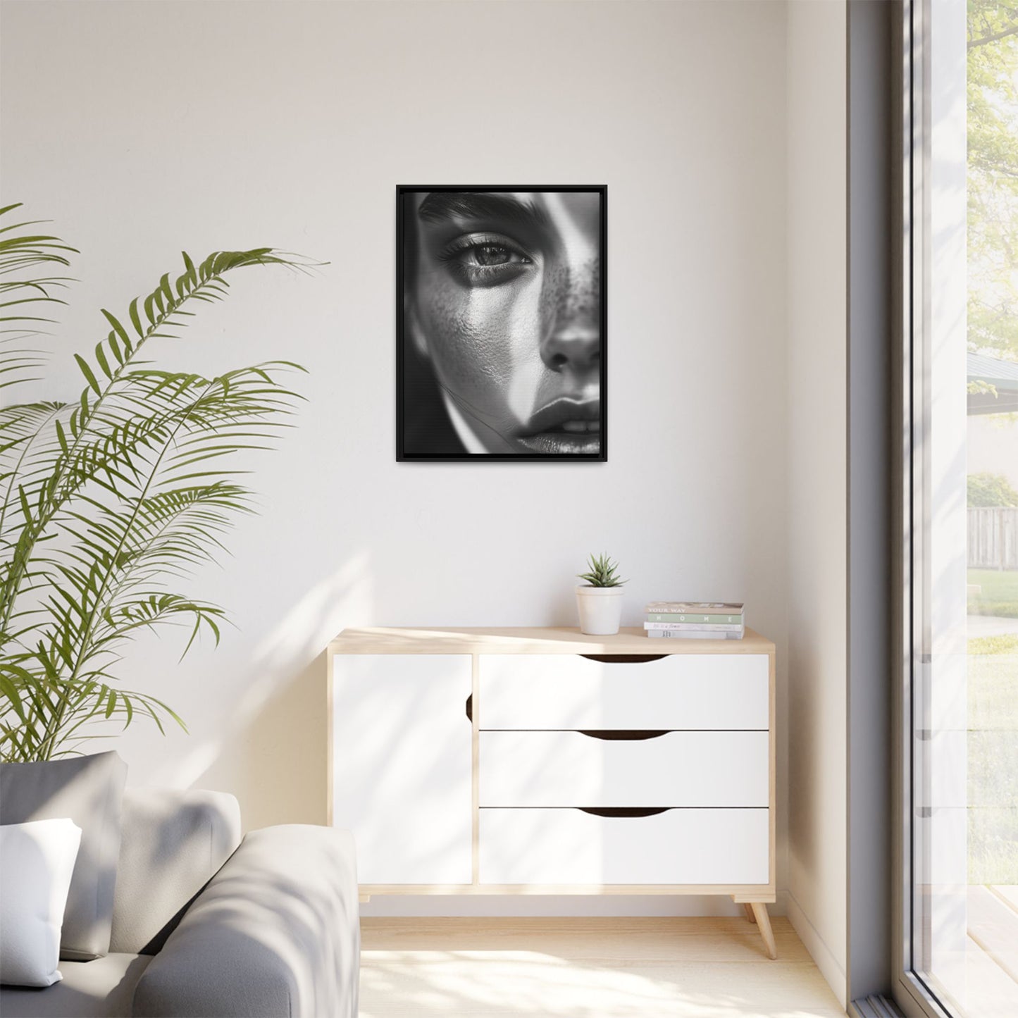 Monochrome Gaze - Framed Matte Canvas Art