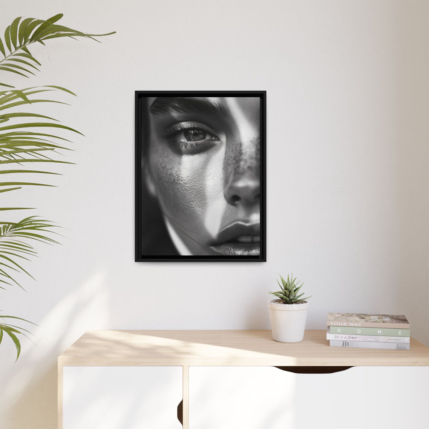 Monochrome Gaze - Framed Matte Canvas Art