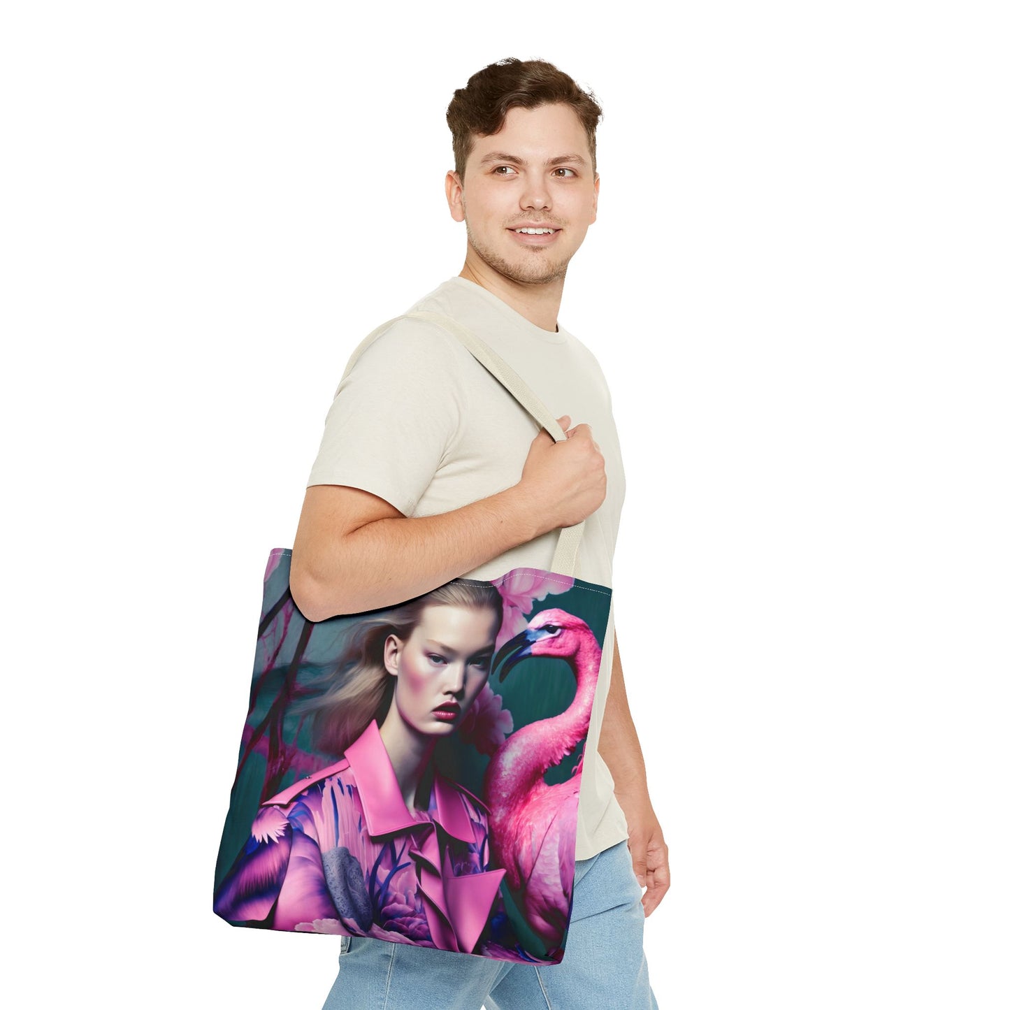 Flamingo Elegance - Custom Tote Bag with Bold Artistic Print