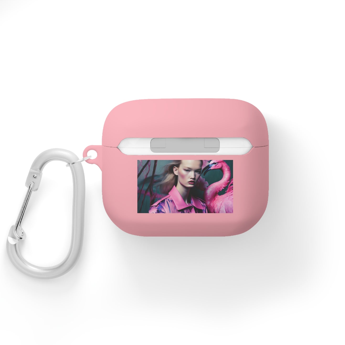 Flamingo Grace - Custom AirPods Case Cover with Carabiner