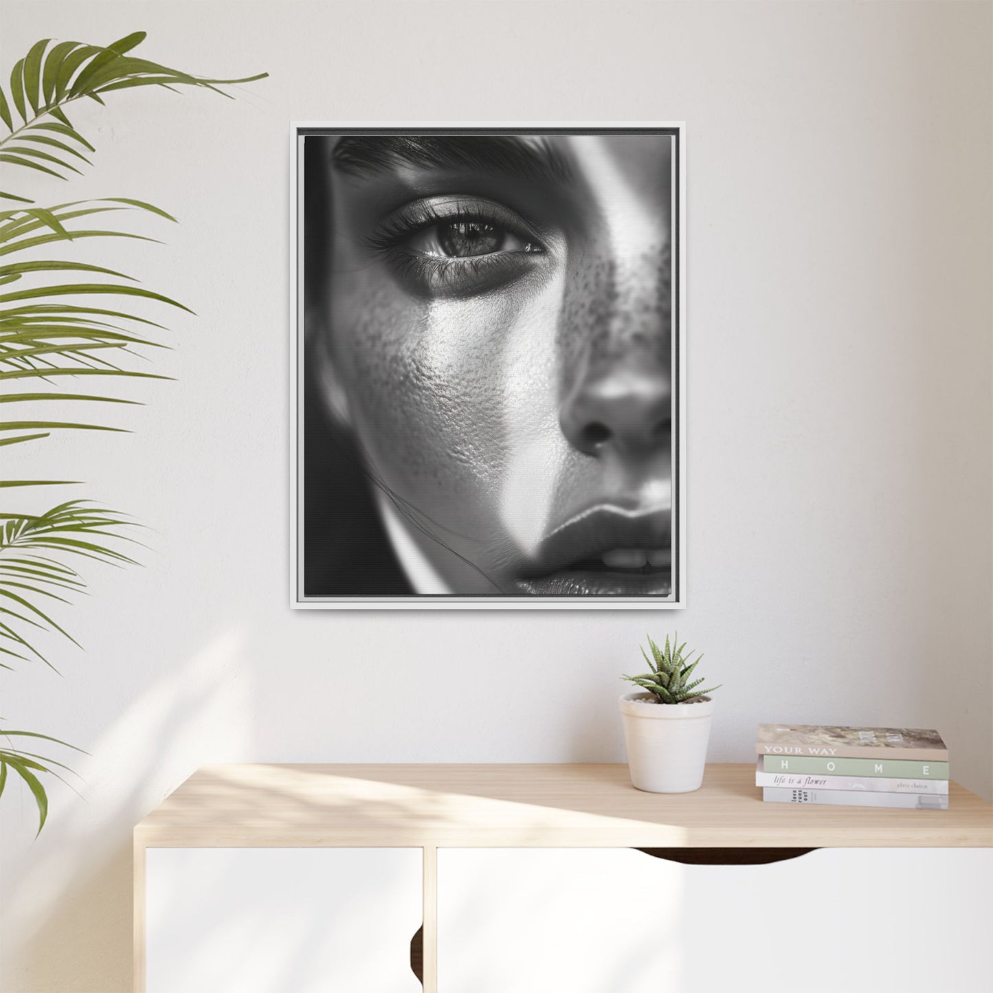 Monochrome Gaze - Framed Matte Canvas Art