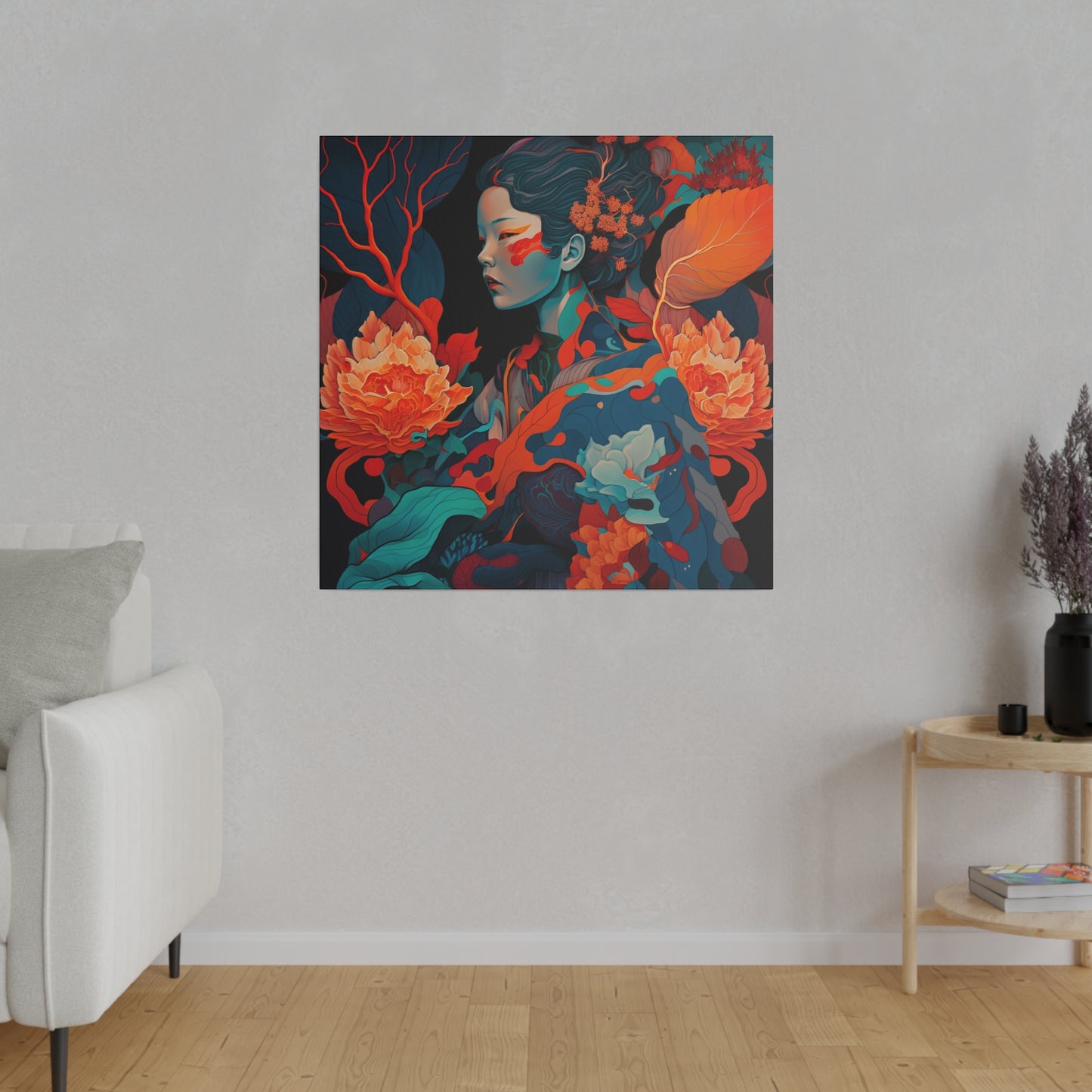 Whispers of Nature - Matte Canvas Art - Ethereal Portrait in Vibrant Hues on Stretched 0.75” Frame