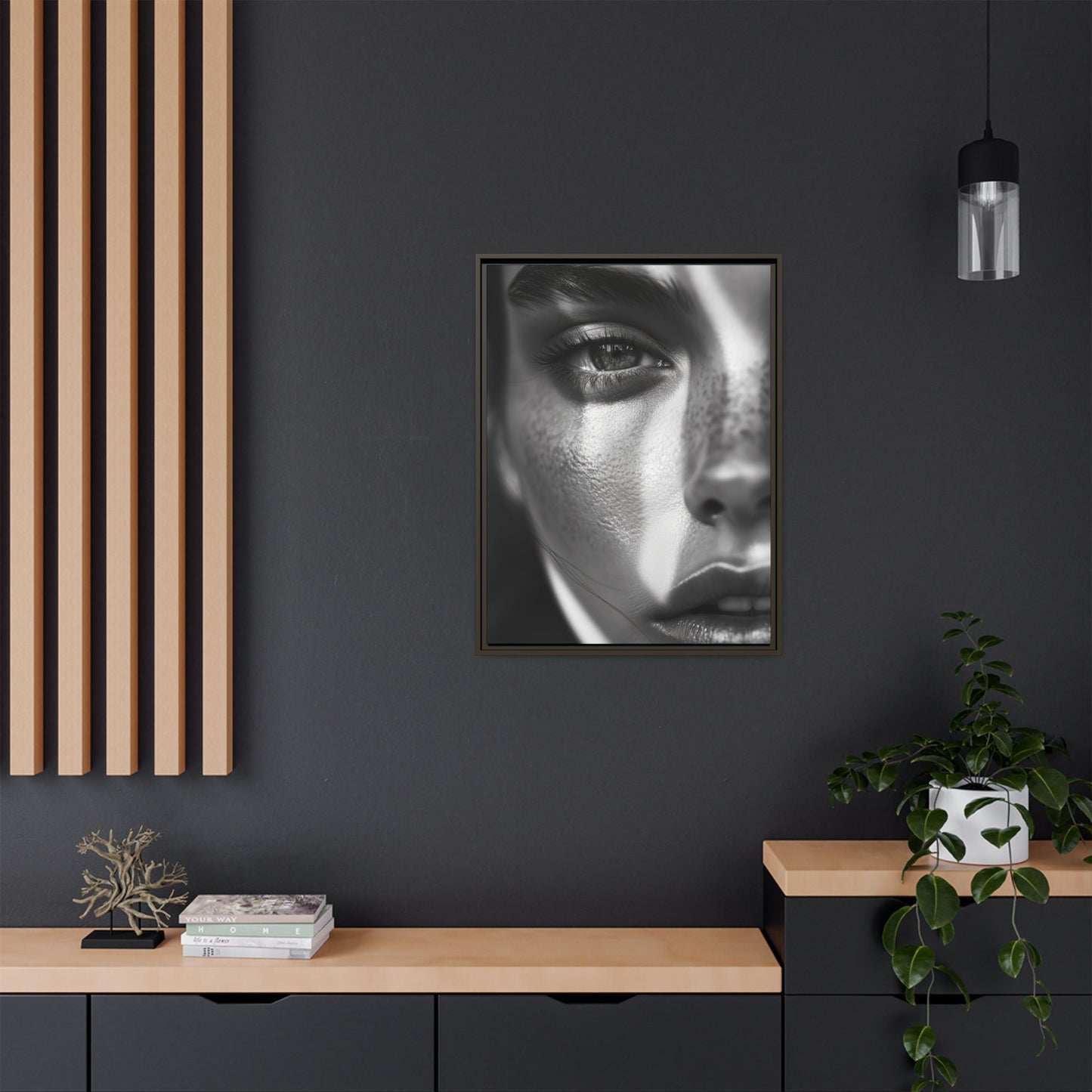 Monochrome Gaze - Framed Matte Canvas Art