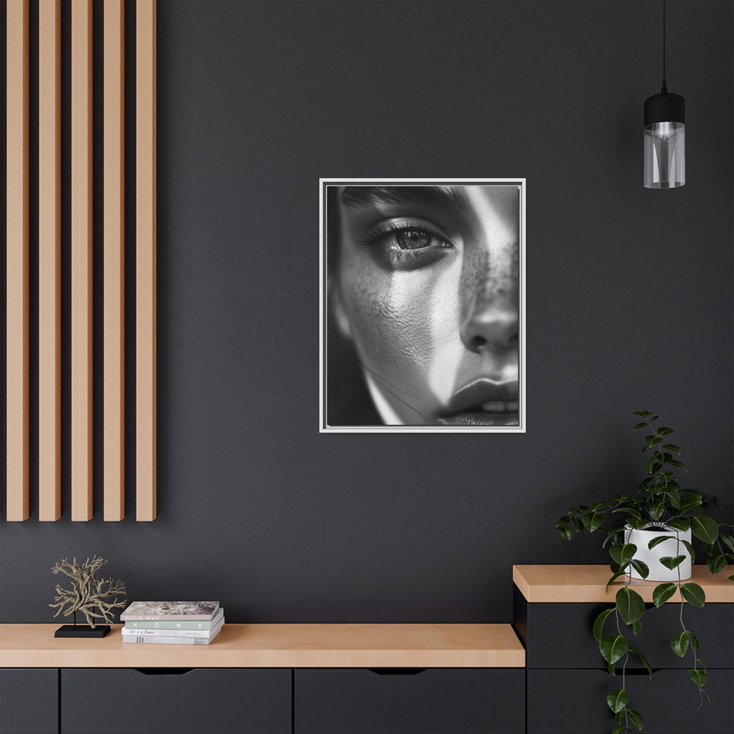 Monochrome Gaze - Framed Matte Canvas Art