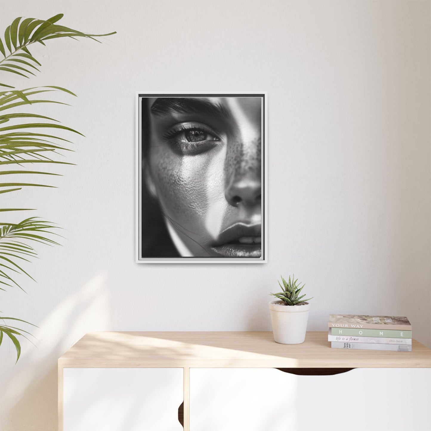 Monochrome Gaze - Framed Matte Canvas Art