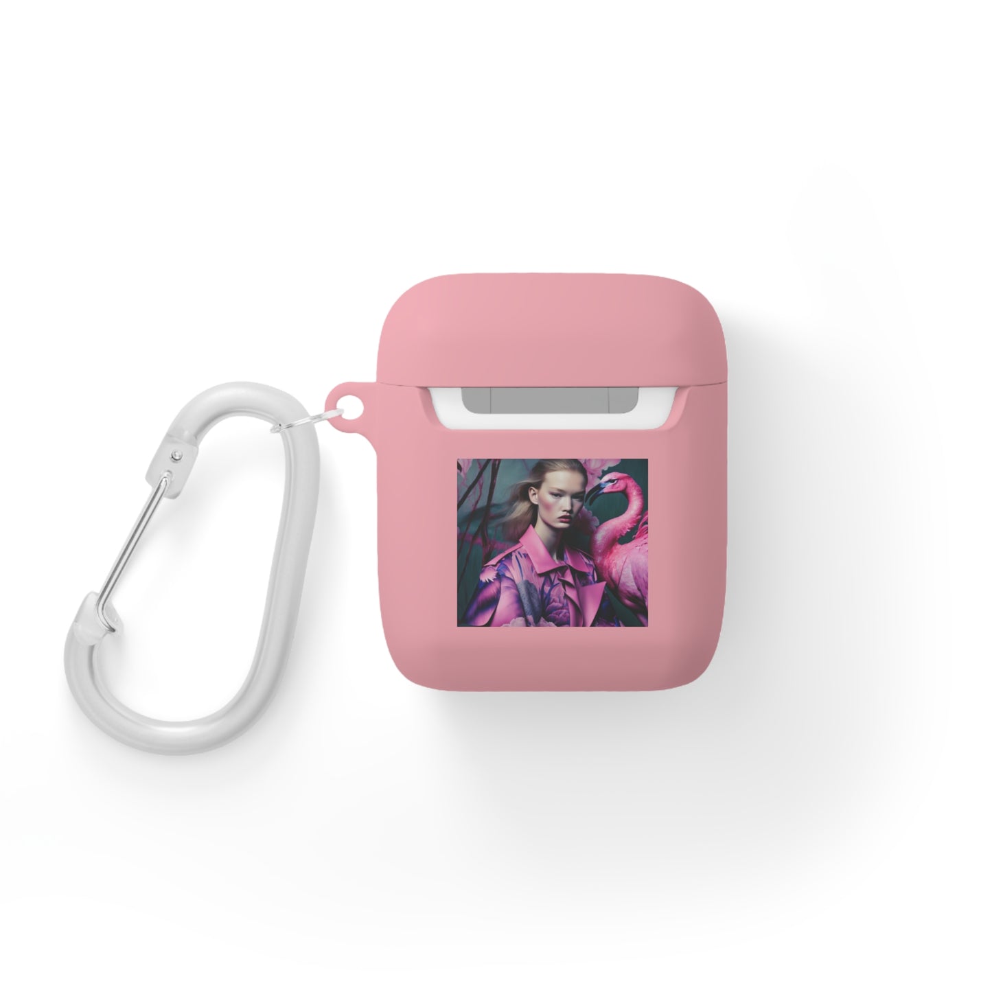 Flamingo Grace - Custom AirPods Case Cover with Carabiner