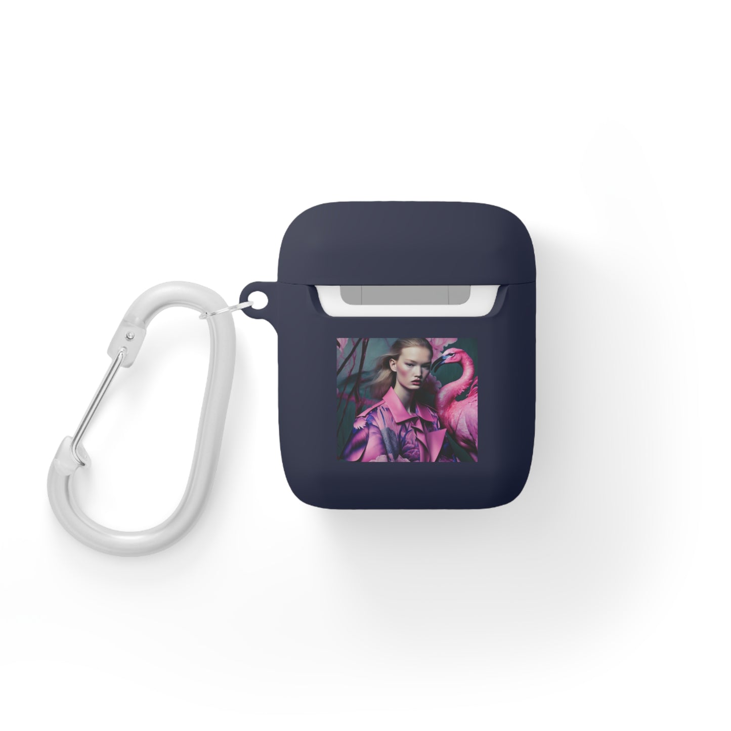 Flamingo Grace - Custom AirPods Case Cover with Carabiner