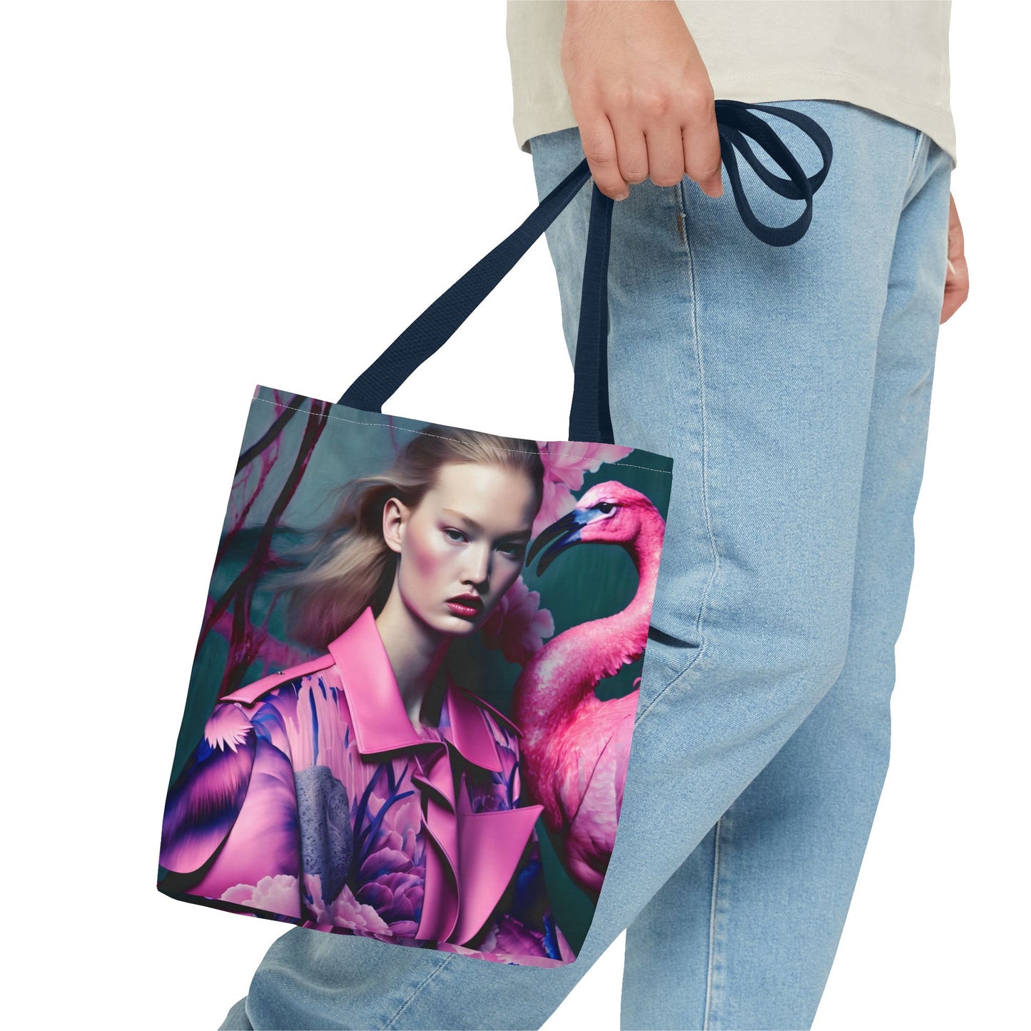 Flamingo Elegance - Custom Tote Bag with Bold Artistic Print