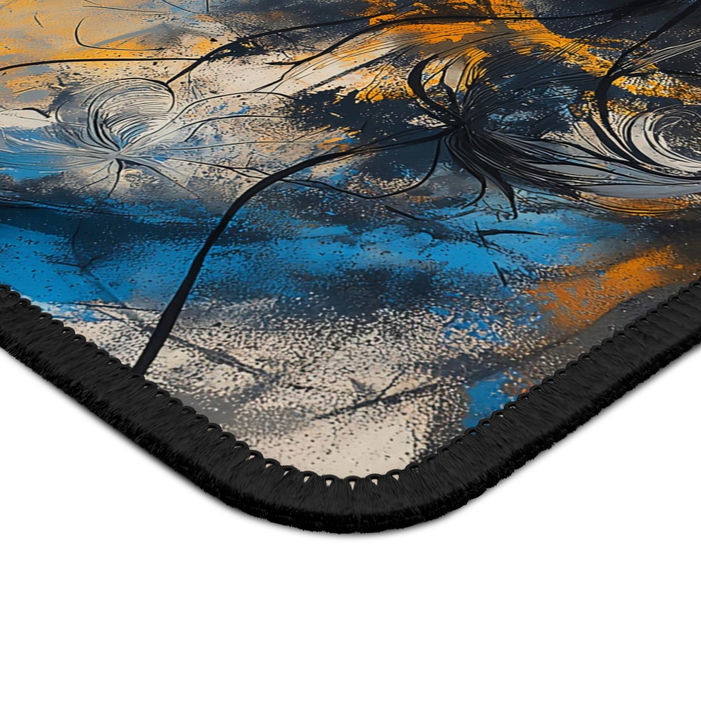 Blue & Gold Abstract Portrait Gaming Mouse Pad – Smooth & Stylish