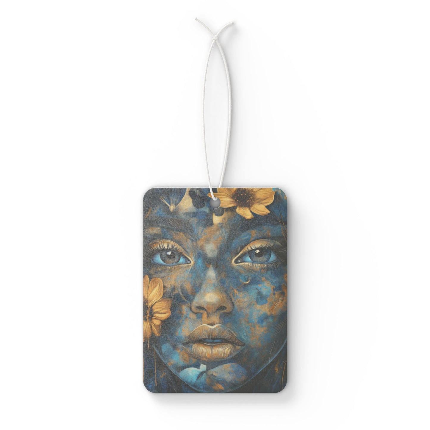 Blue & Gold Floral Abstract Car Air Freshener – 3 Scents Available